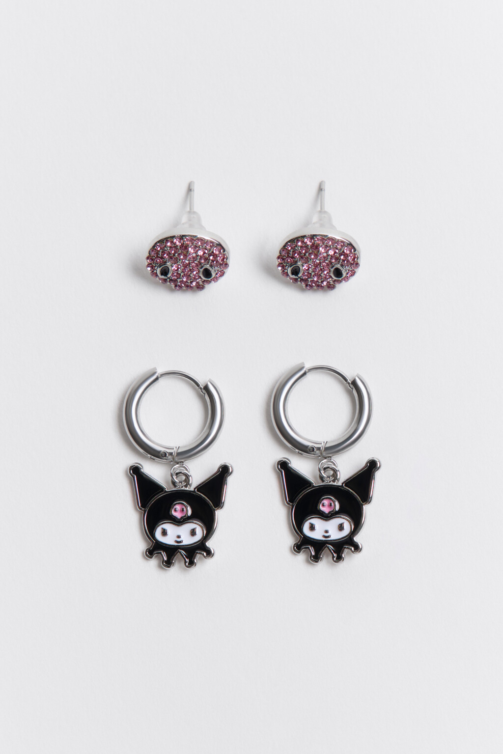 Набор серег со стразами и подвесками (2 пары) - цвет серый - 2