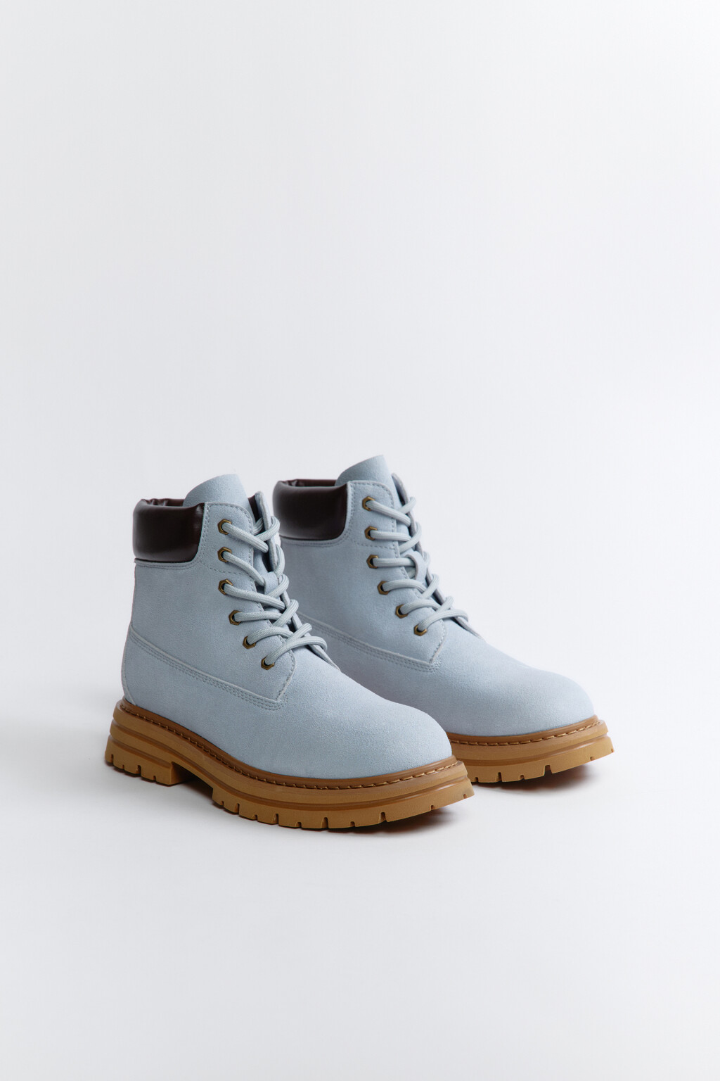 Ботинки-тимберленды из натуральной кожи - цвет голубой - 4