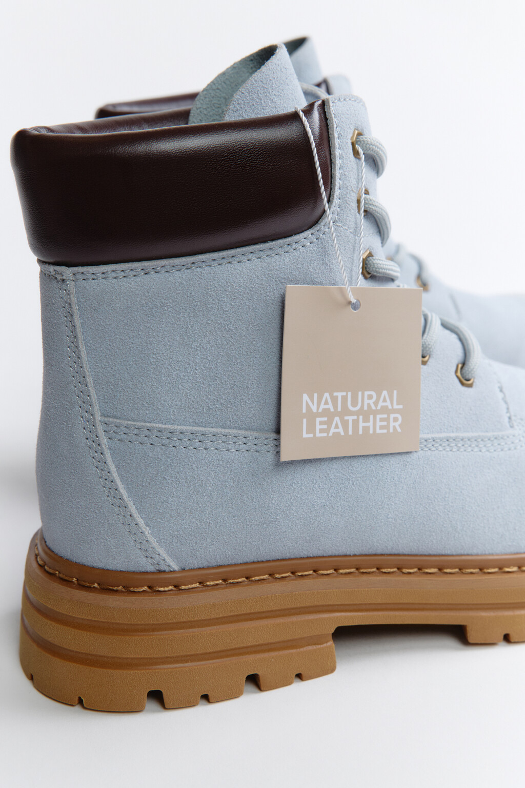 Ботинки-тимберленды из натуральной кожи - цвет голубой - 6