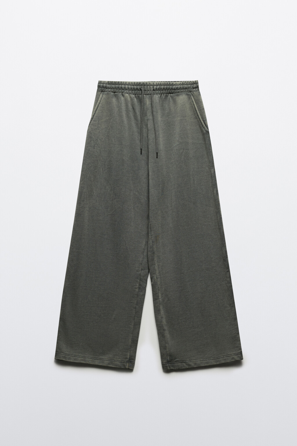 Брюки широкие трикотажные из футера - цвет зеленый - 7