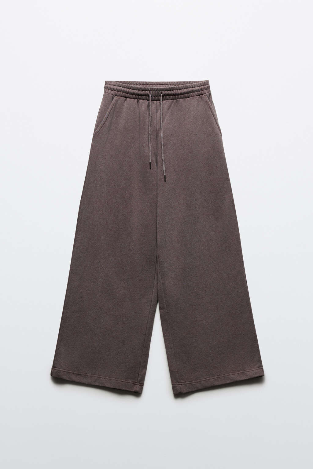 Брюки широкие трикотажные из футера - цвет коричневый - 7