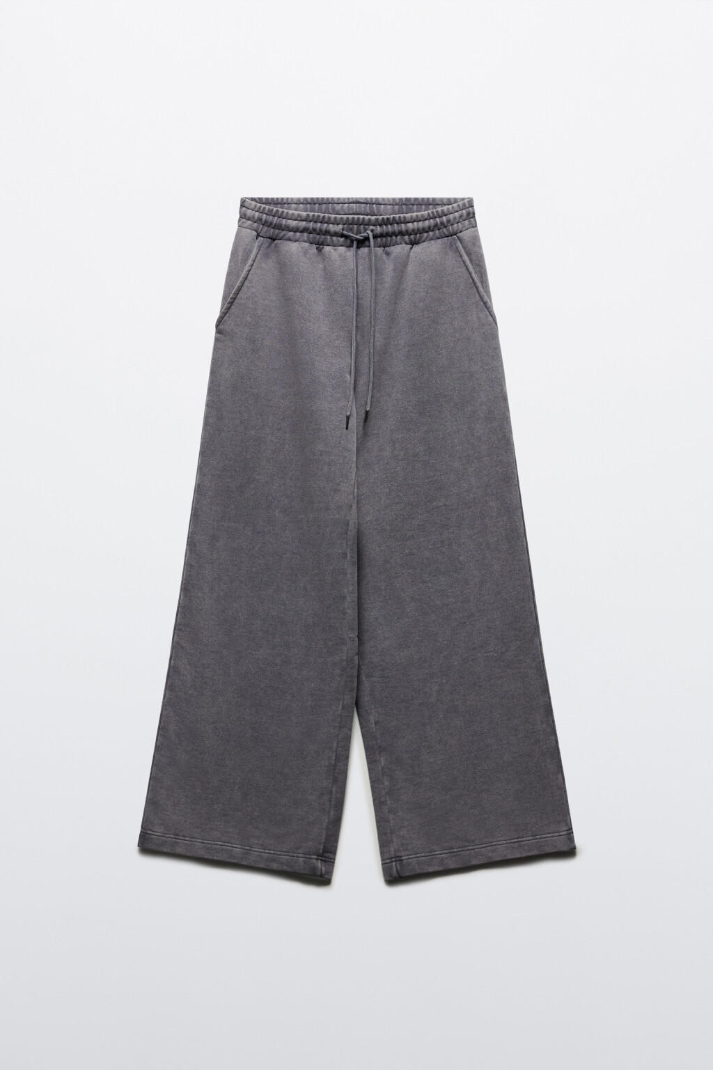 Брюки широкие трикотажные из футера - цвет серый - 7