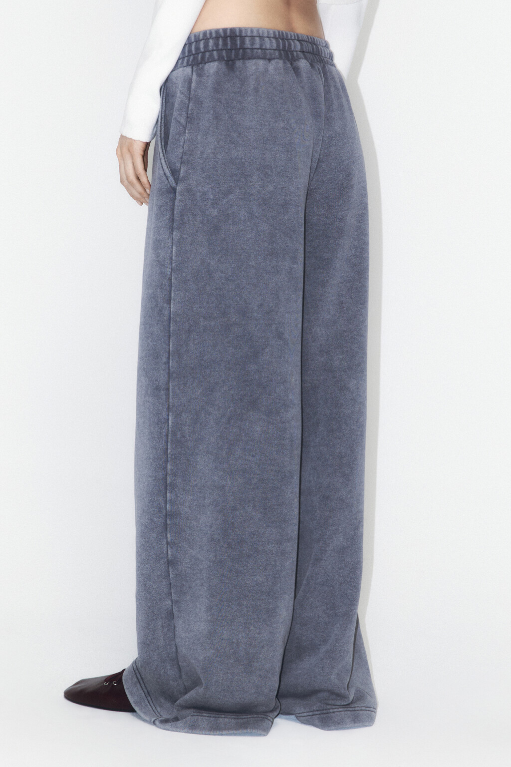 Брюки широкие трикотажные из футера - цвет серый - 3