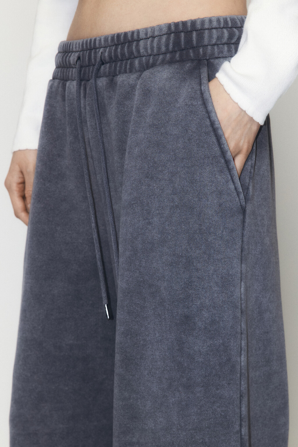 Брюки широкие трикотажные из футера - цвет серый - 6