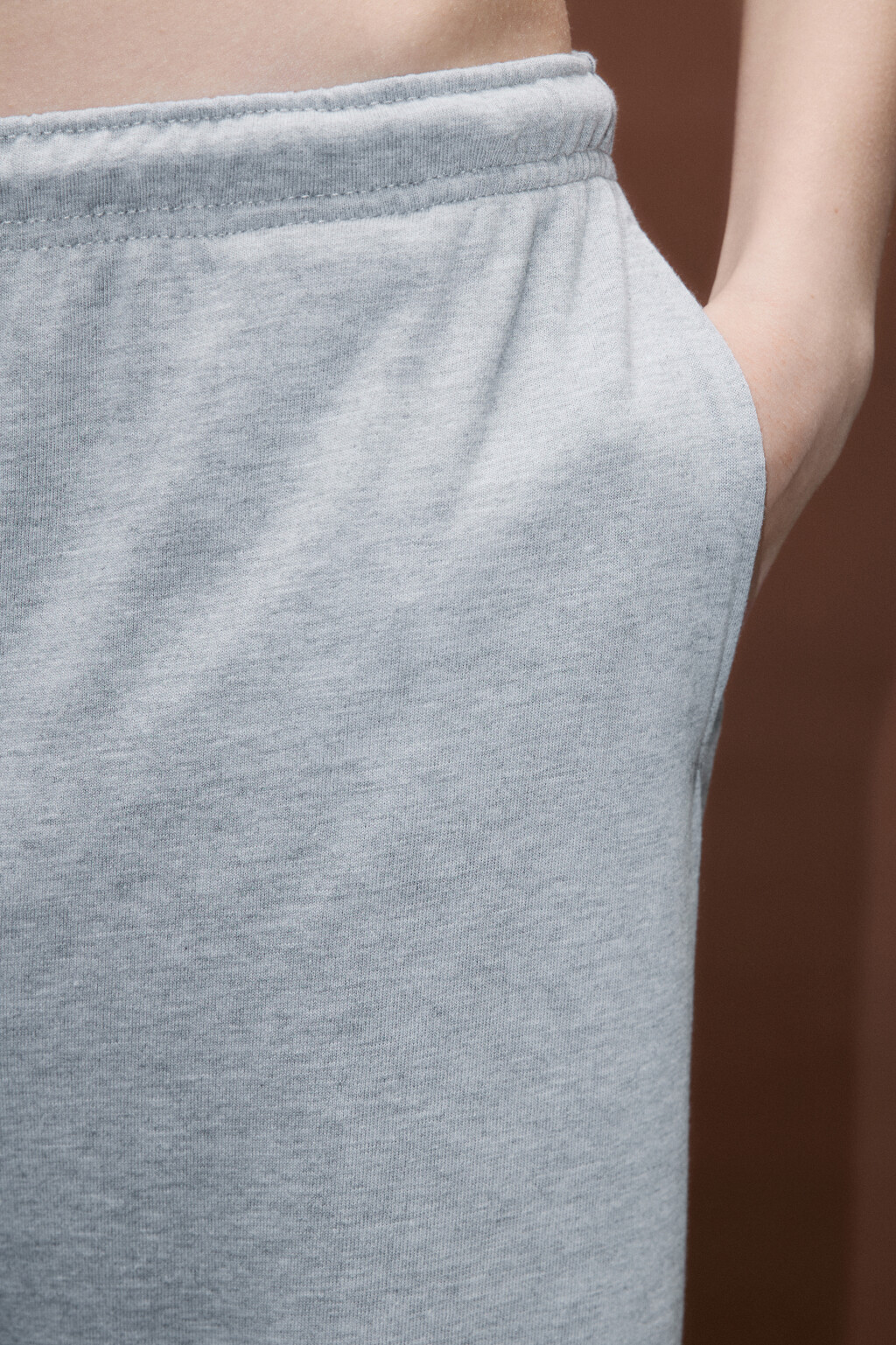 Брюки широкие трикотажные с завязками - цвет серый - 6