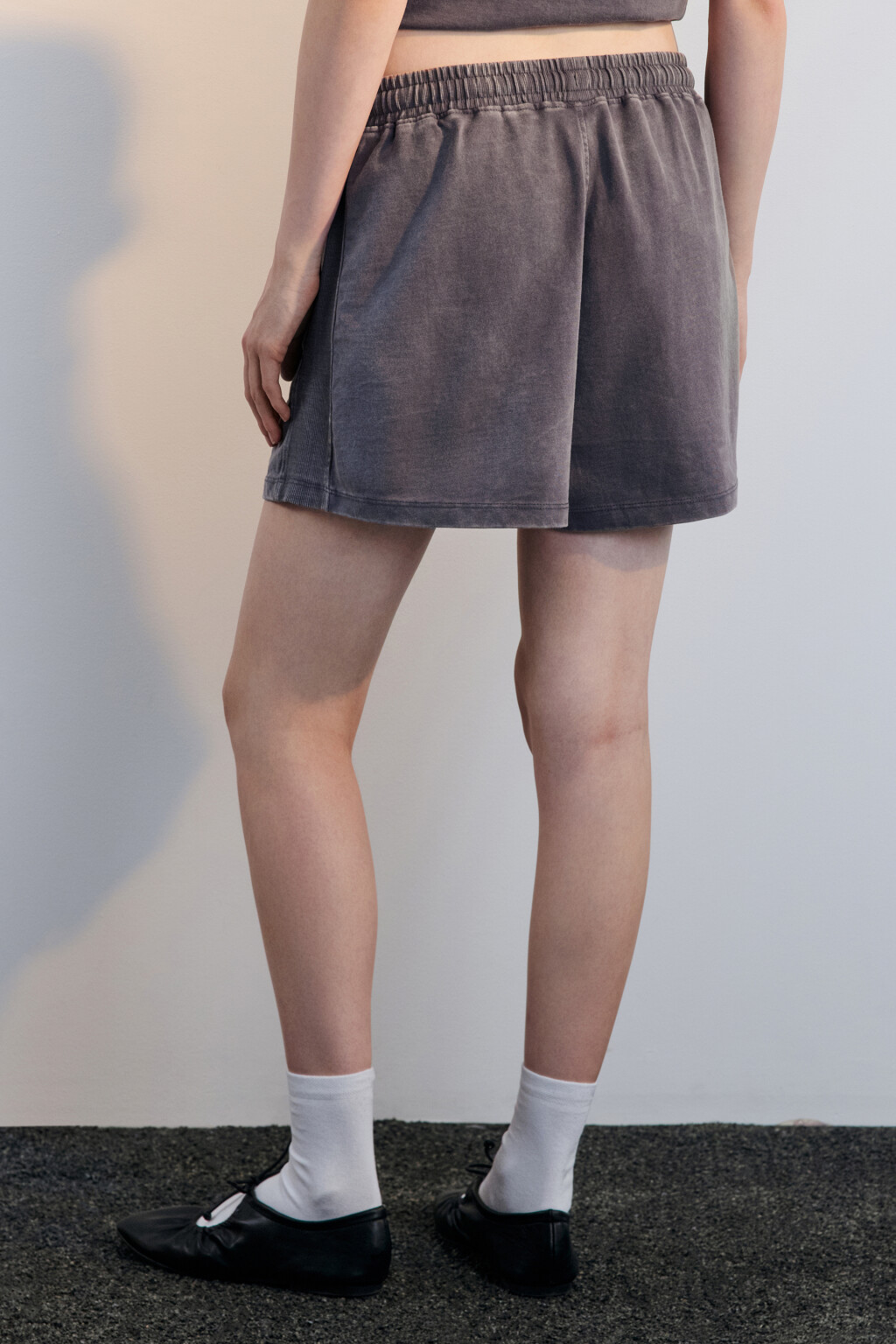 Шорты трикотажные с вареным эффектом - цвет серый - 3