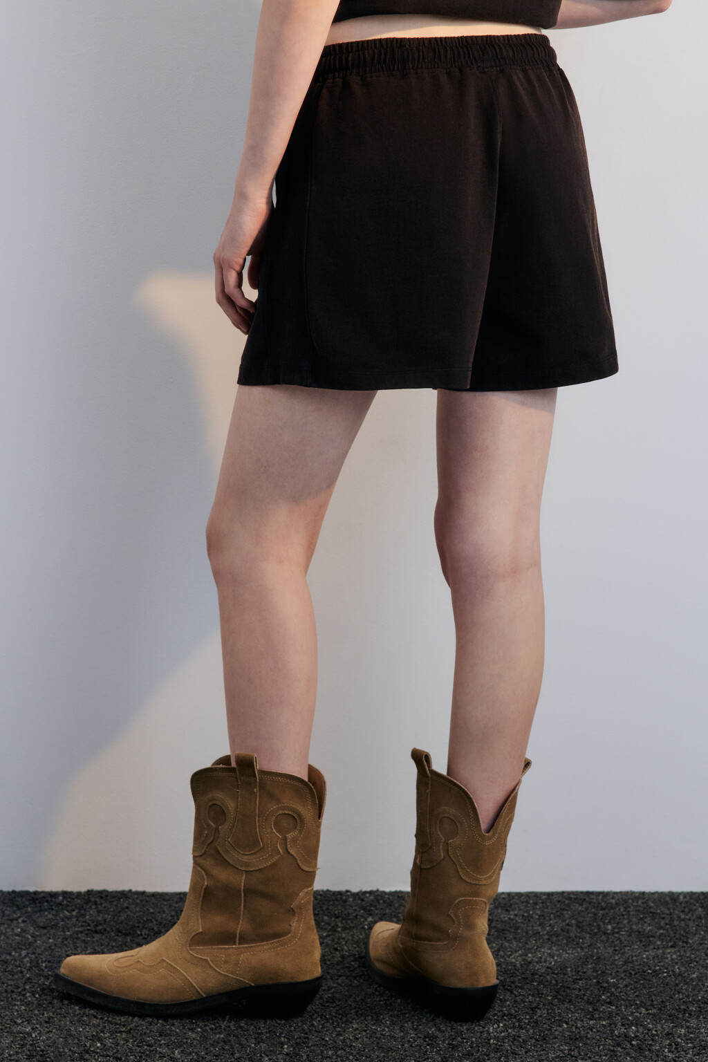 Шорты трикотажные с вареным эффектом - цвет серый - 2