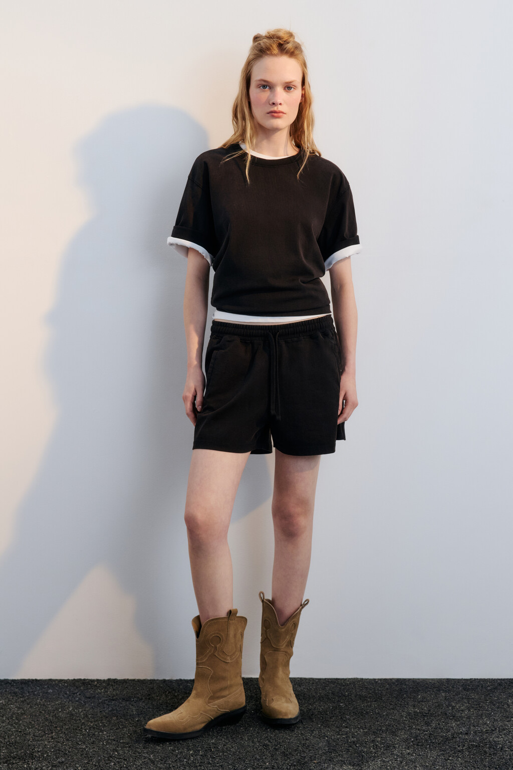 Шорты трикотажные с вареным эффектом - цвет серый - 4