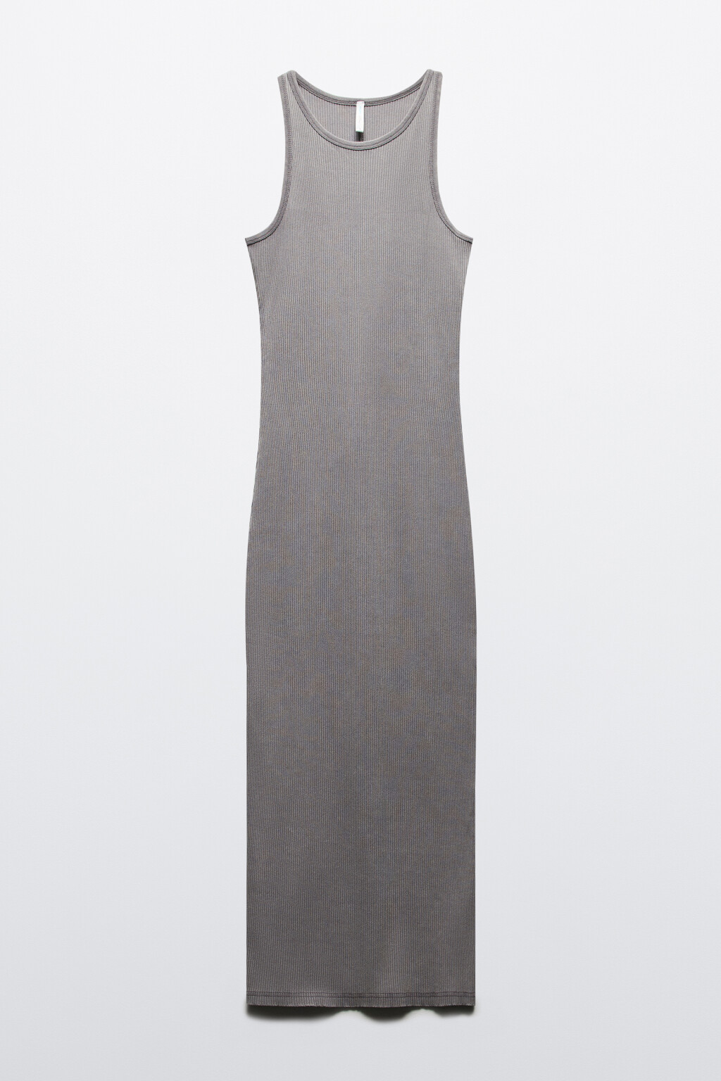 Платье-майка миди в рубчик - цвет серый - 7