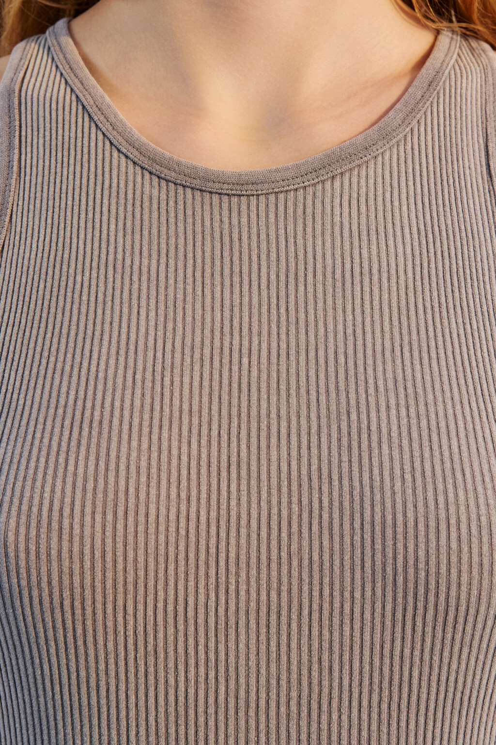 Платье-майка миди в рубчик - цвет серый - 5