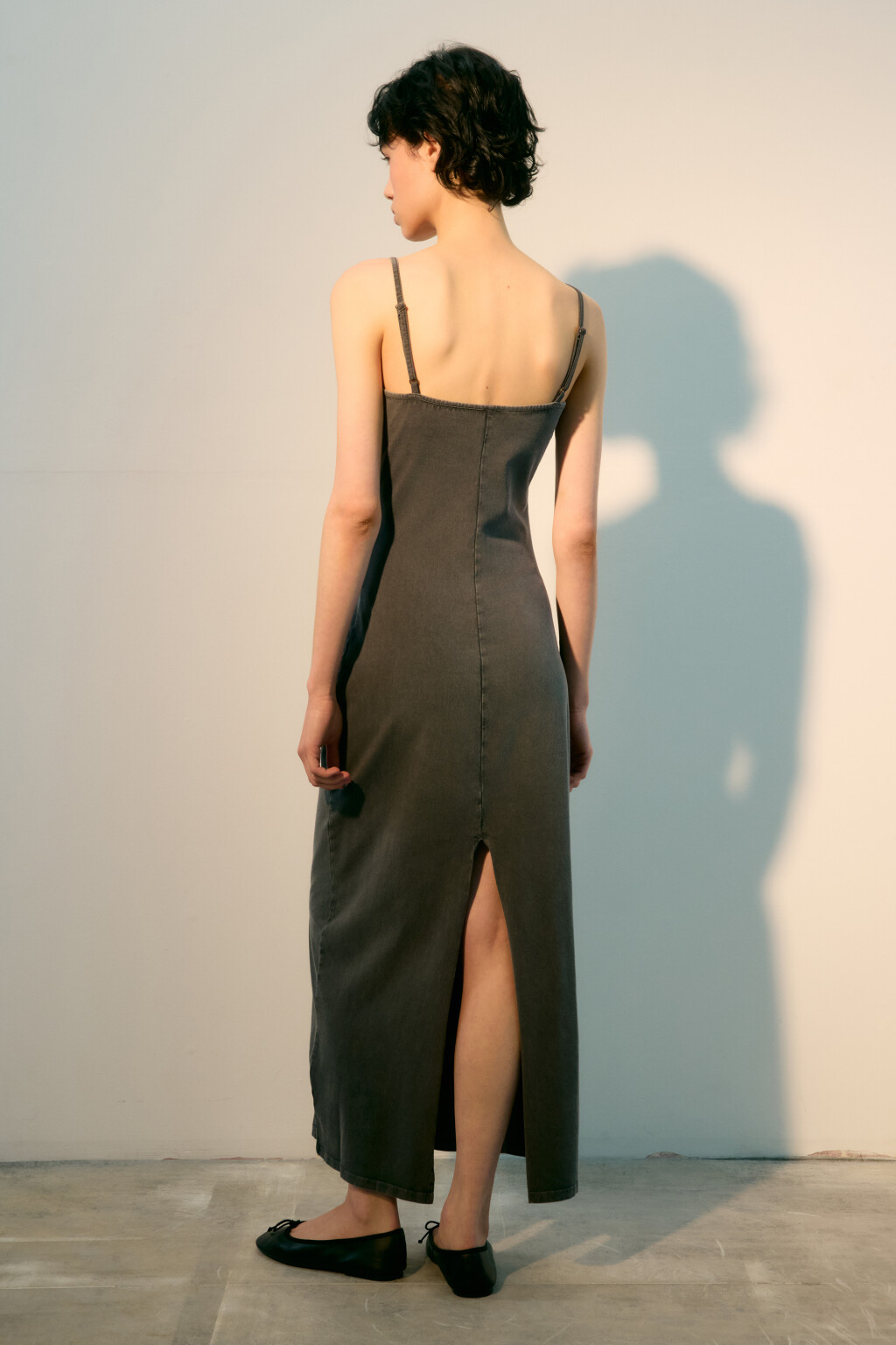 Платье-майка макси с вареным эффектом - цвет серый - 3