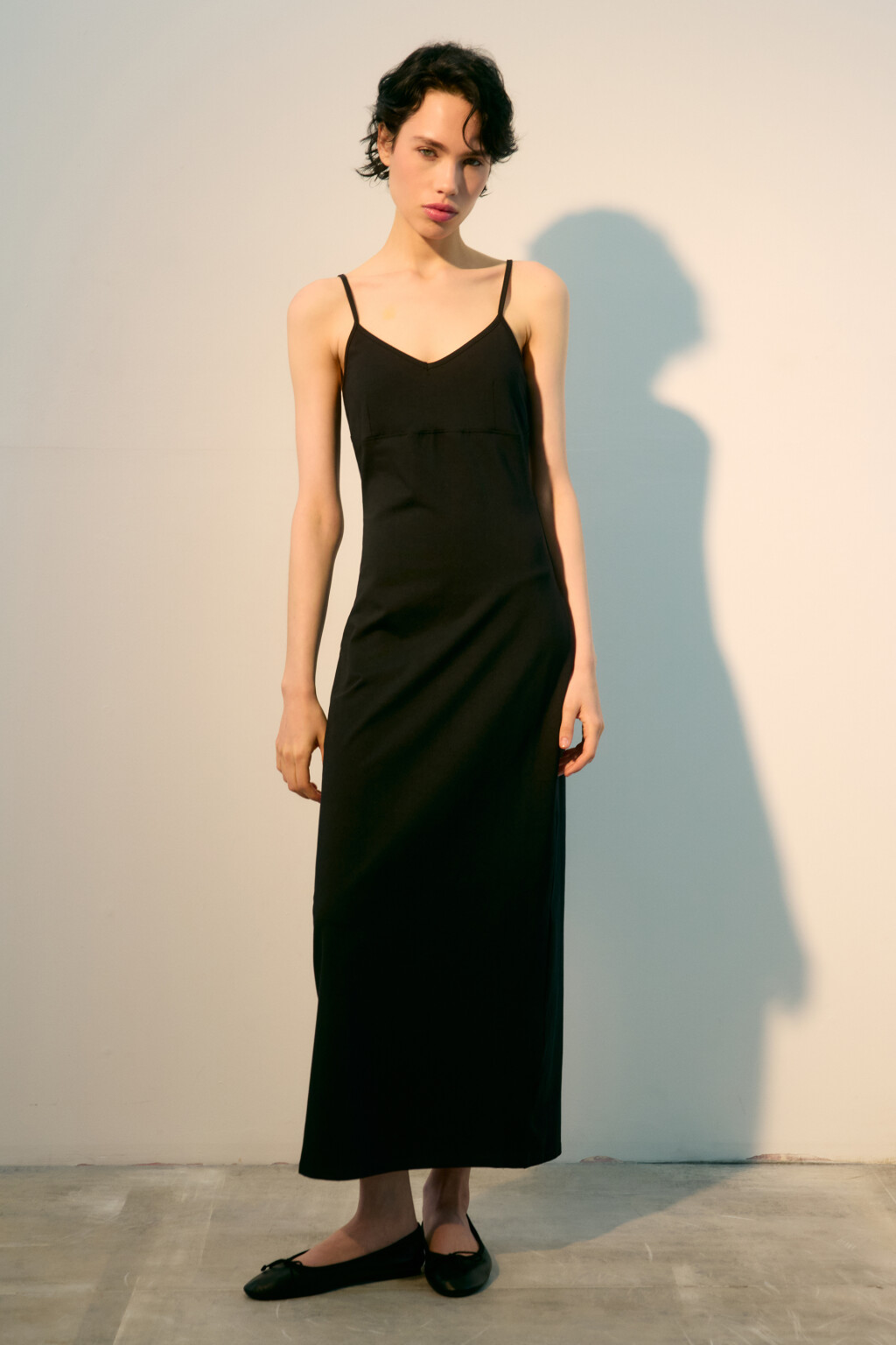 Платье-майка макси с вареным эффектом - цвет черный - 2