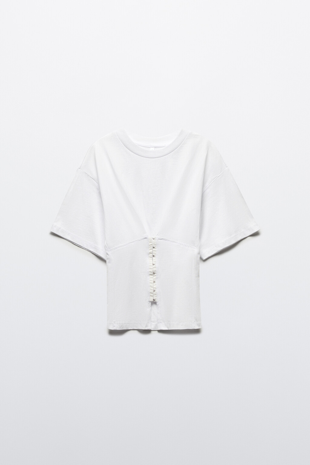 Футболка приталенная с корсетом на крючках - цвет белый - 7