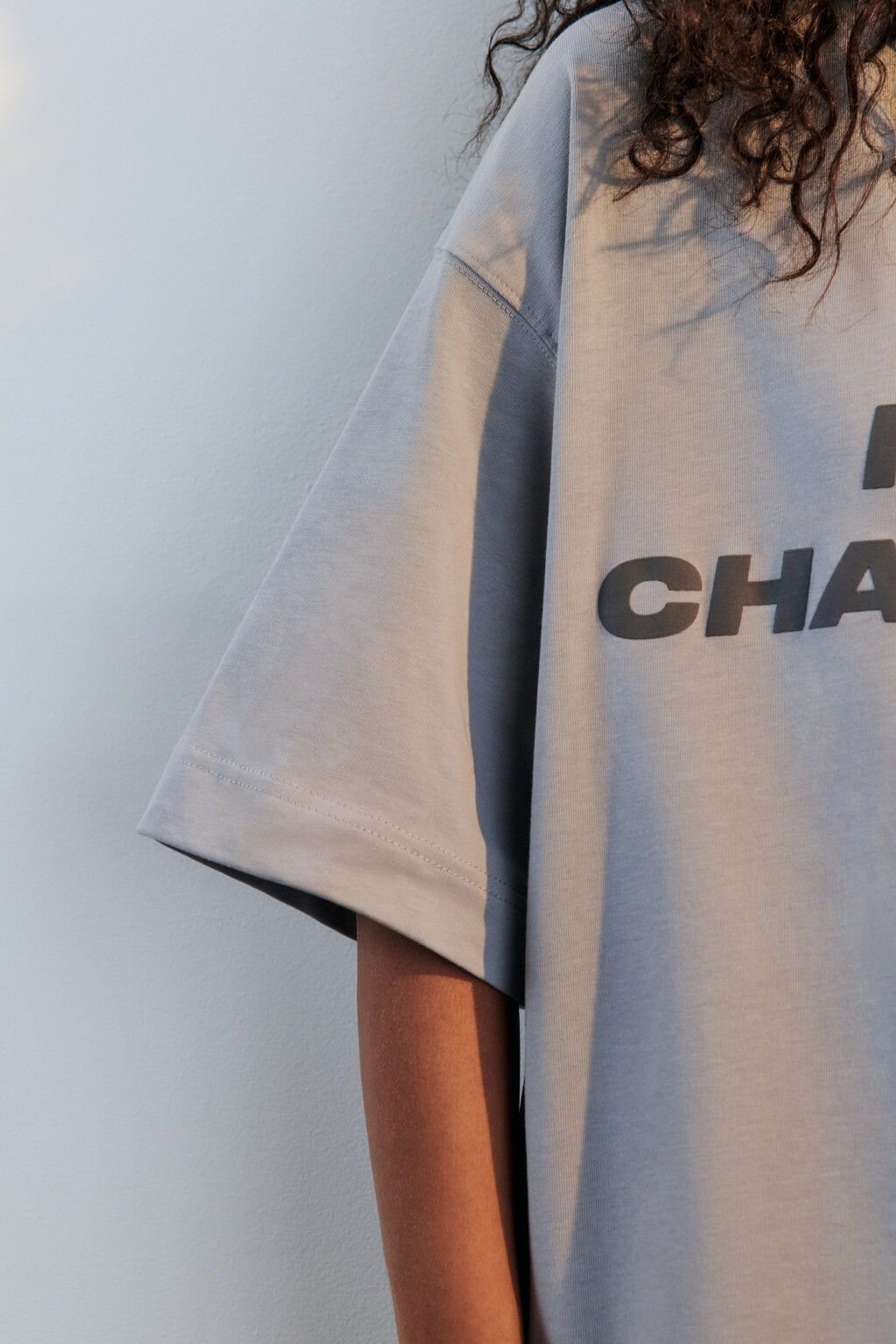 Футболка oversize хлопковая с надписью - цвет серый - 6