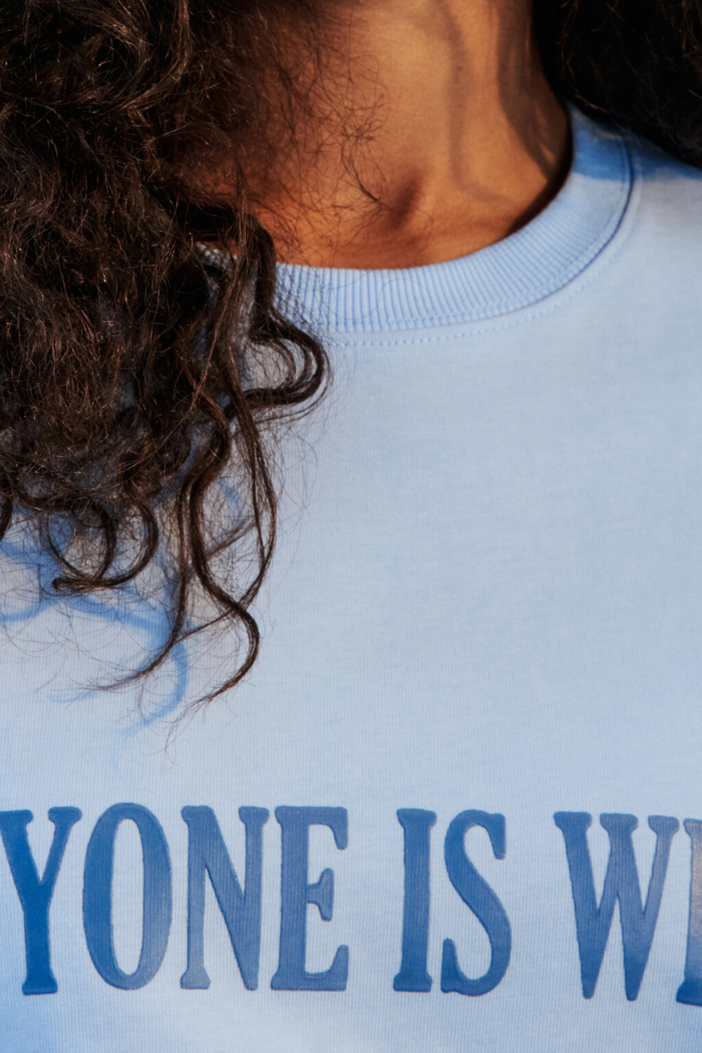 Футболка oversize хлопковая с надписью - цвет голубой - 5