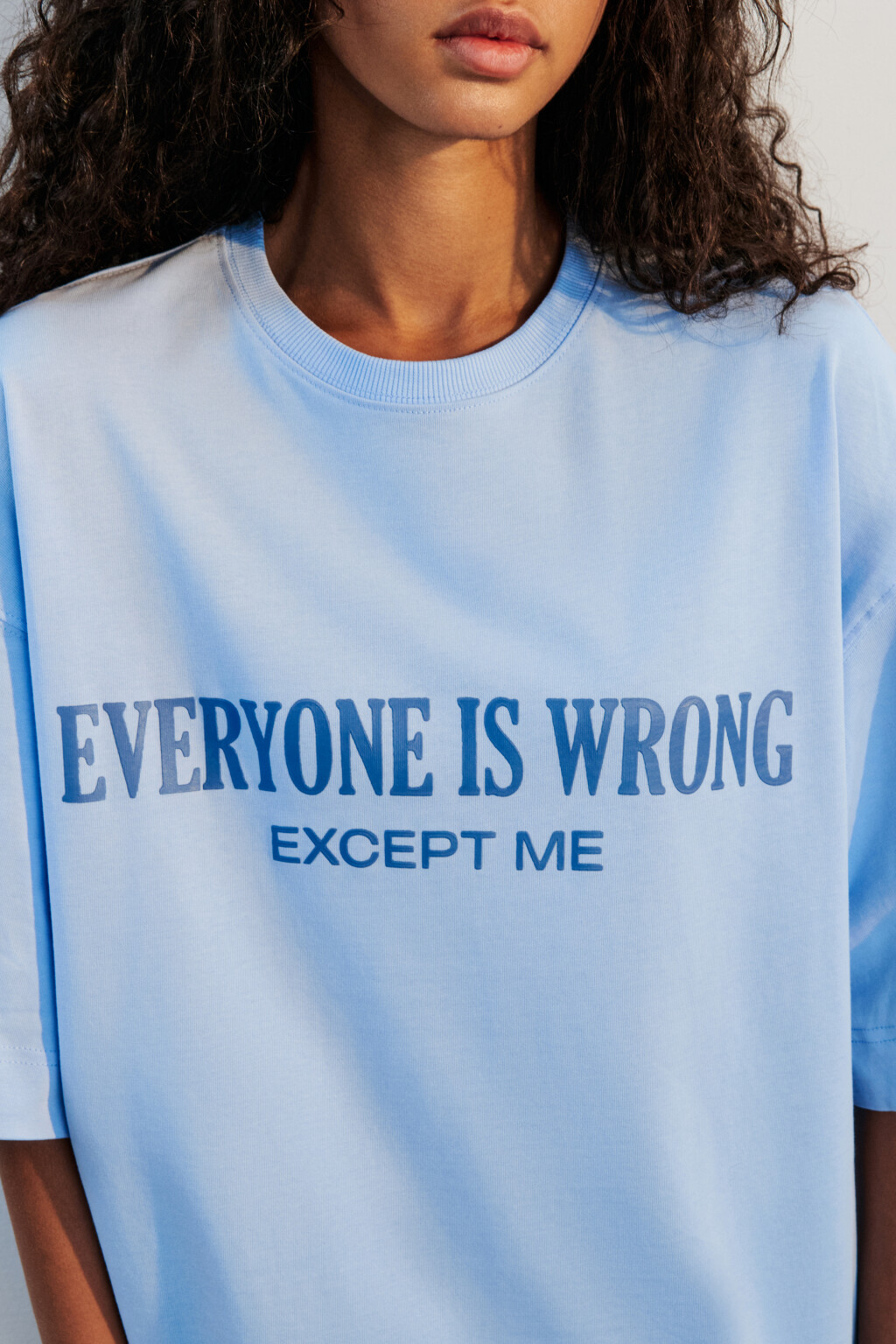 Футболка oversize хлопковая с надписью - цвет голубой - 6