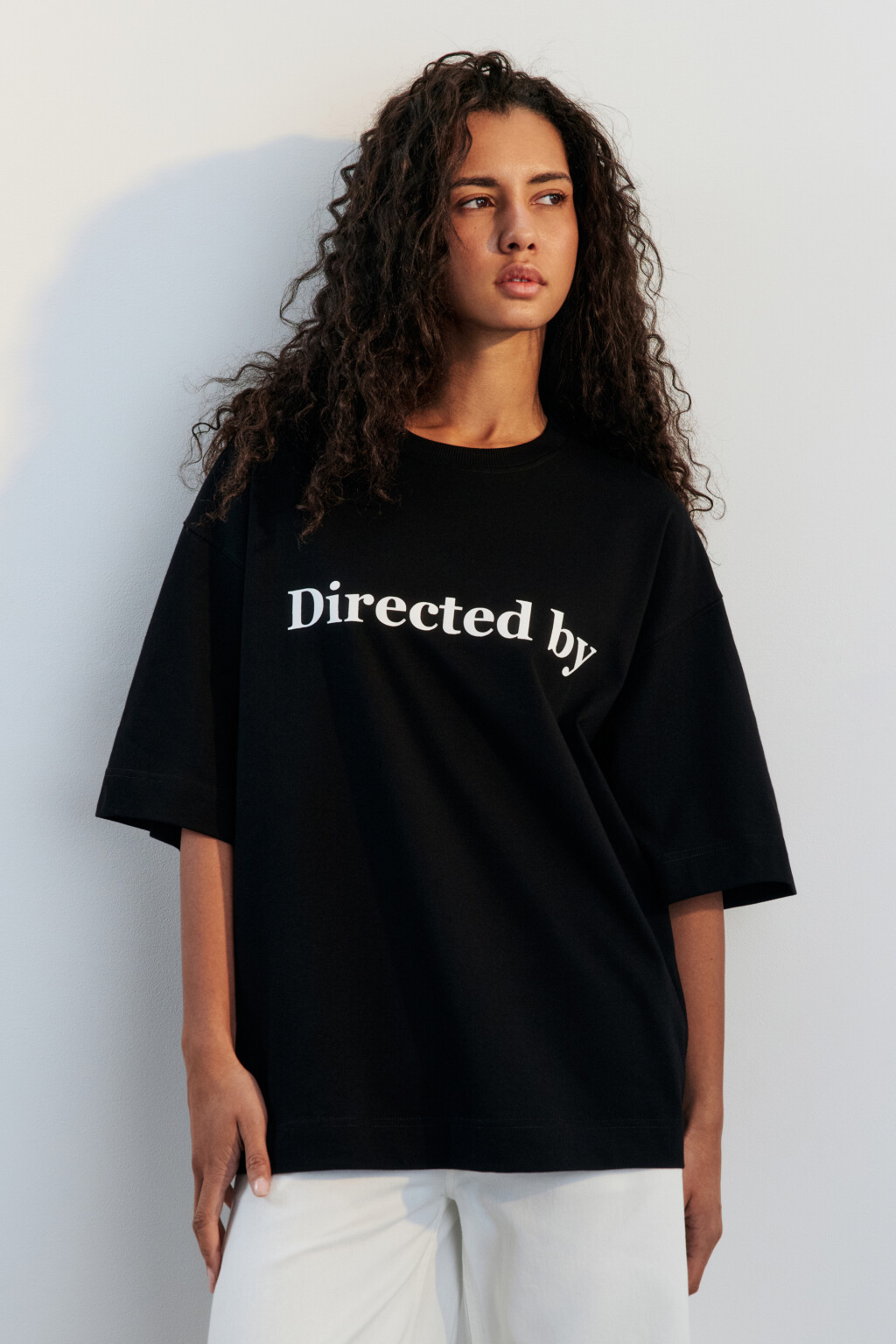 Футболка oversize хлопковая с надписью - цвет черный - 3