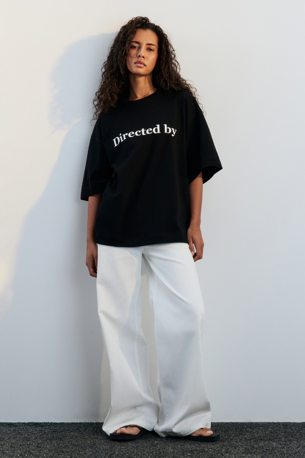 Футболка oversize хлопковая с надписью - цвет черный - 5