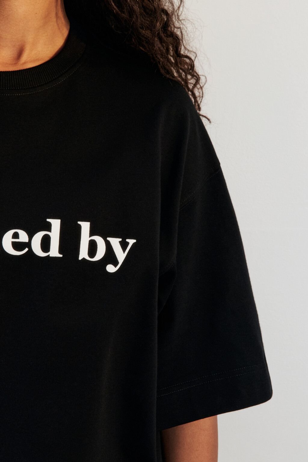 Футболка oversize хлопковая с надписью - цвет черный - 7