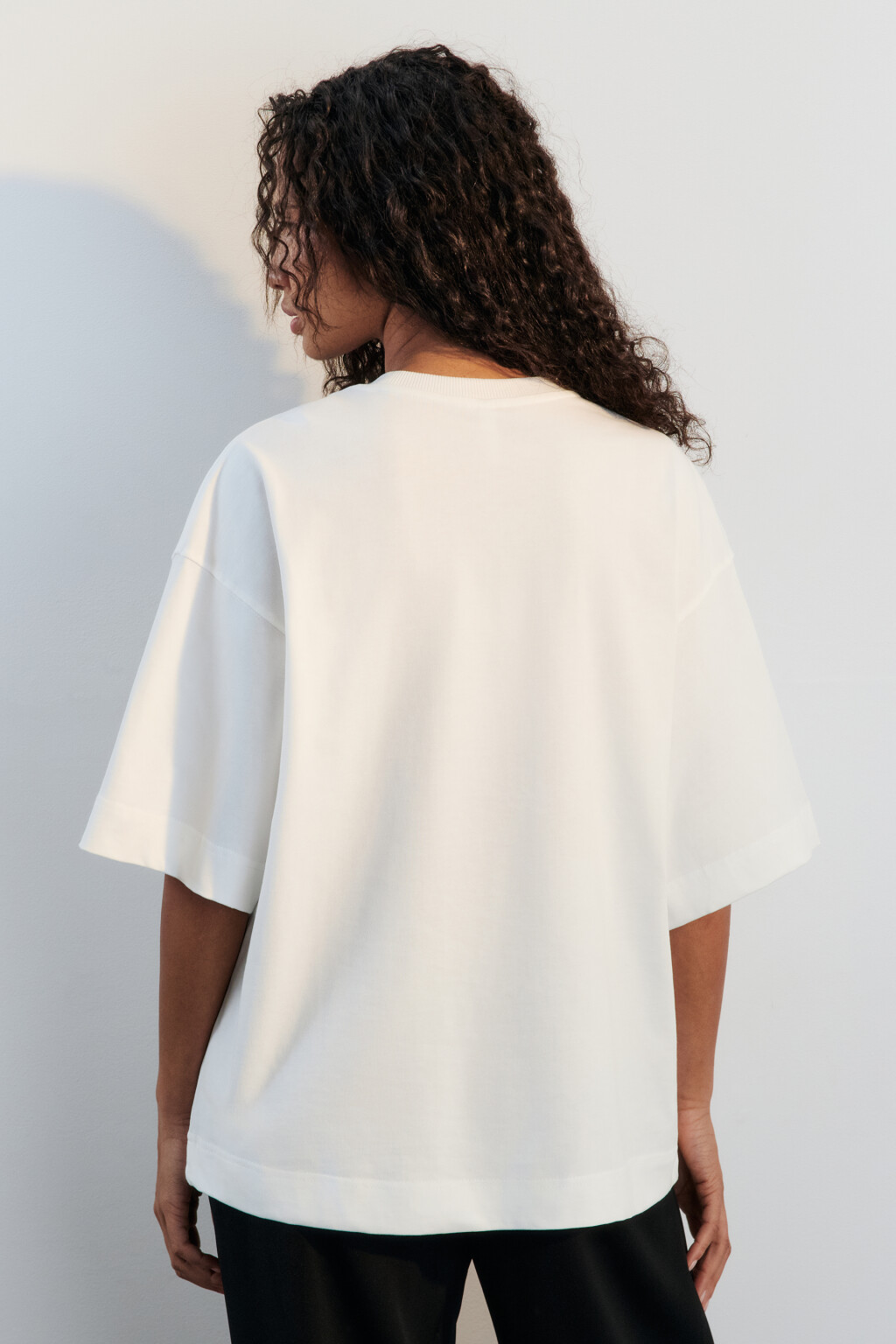 Футболка oversize хлопковая с надписью - цвет белый - 3