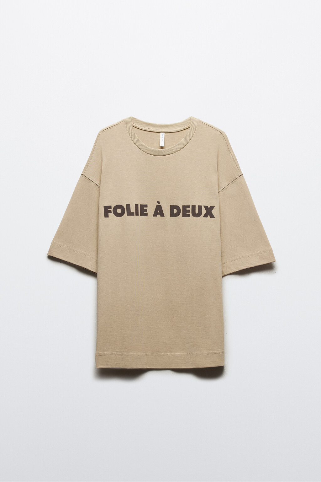 Футболка oversize хлопковая с надписью - цвет бежевый - 7