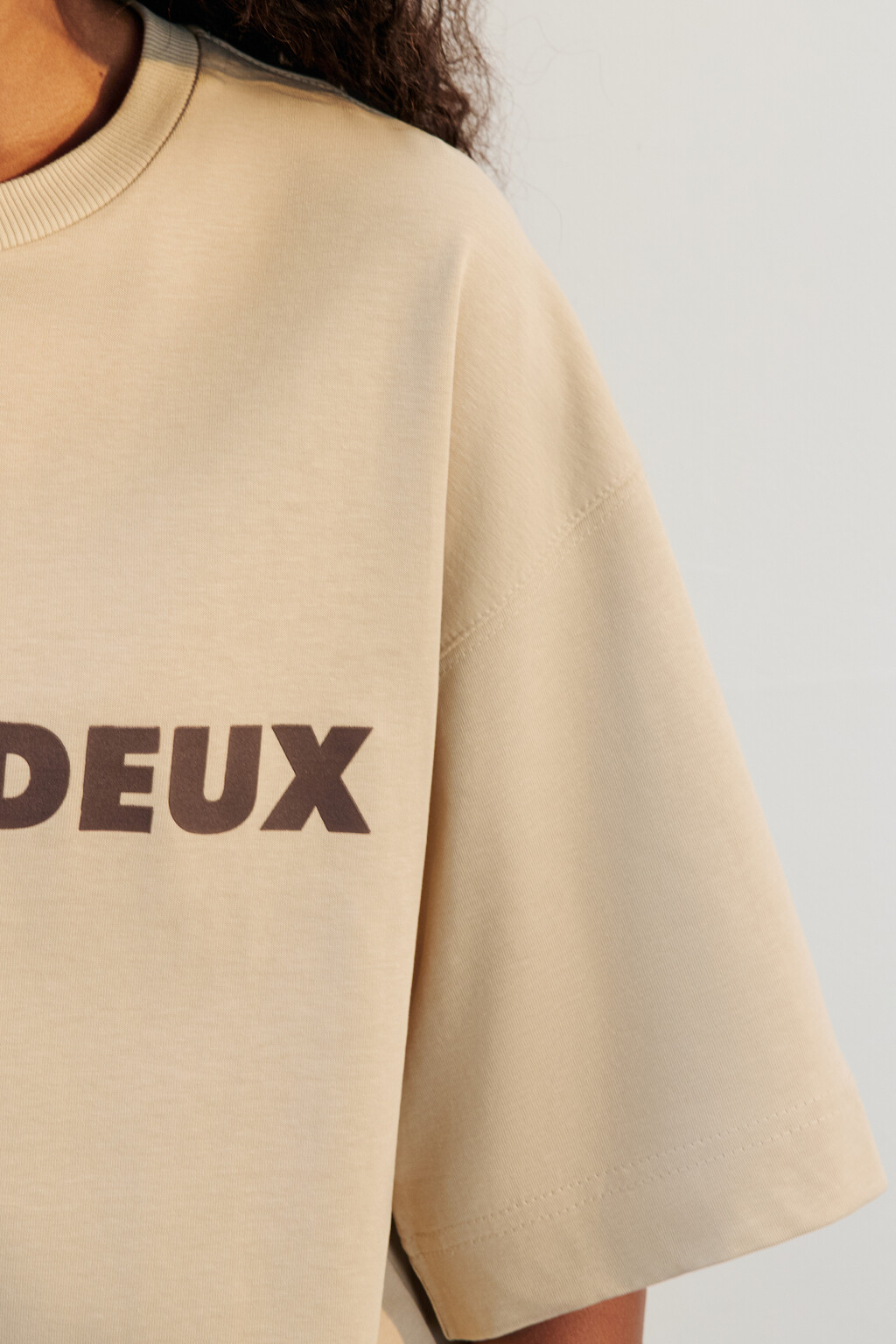 Футболка oversize хлопковая с надписью - цвет бежевый - 6