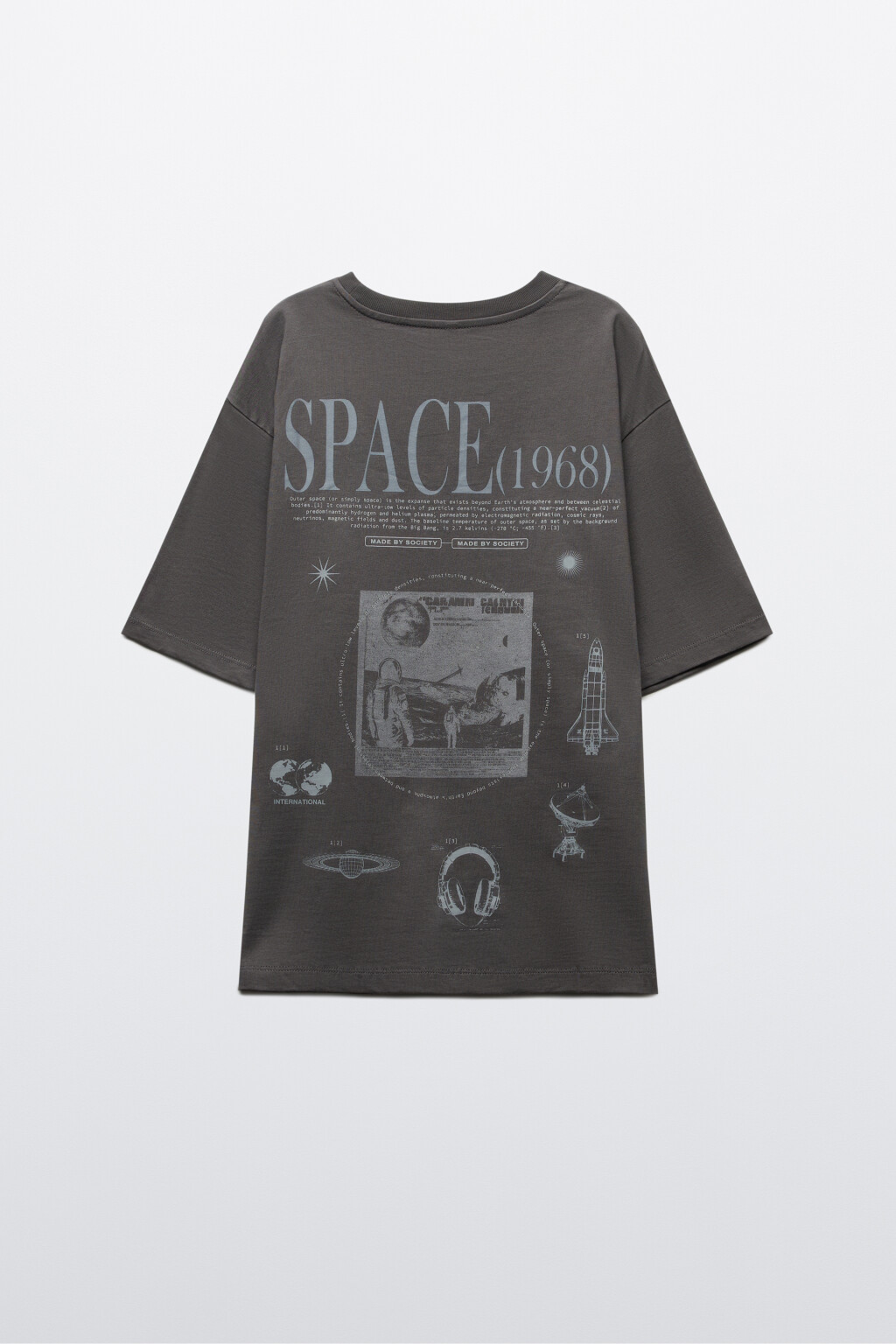 Футболка oversize хлопковая с принтом - цвет серый - 8
