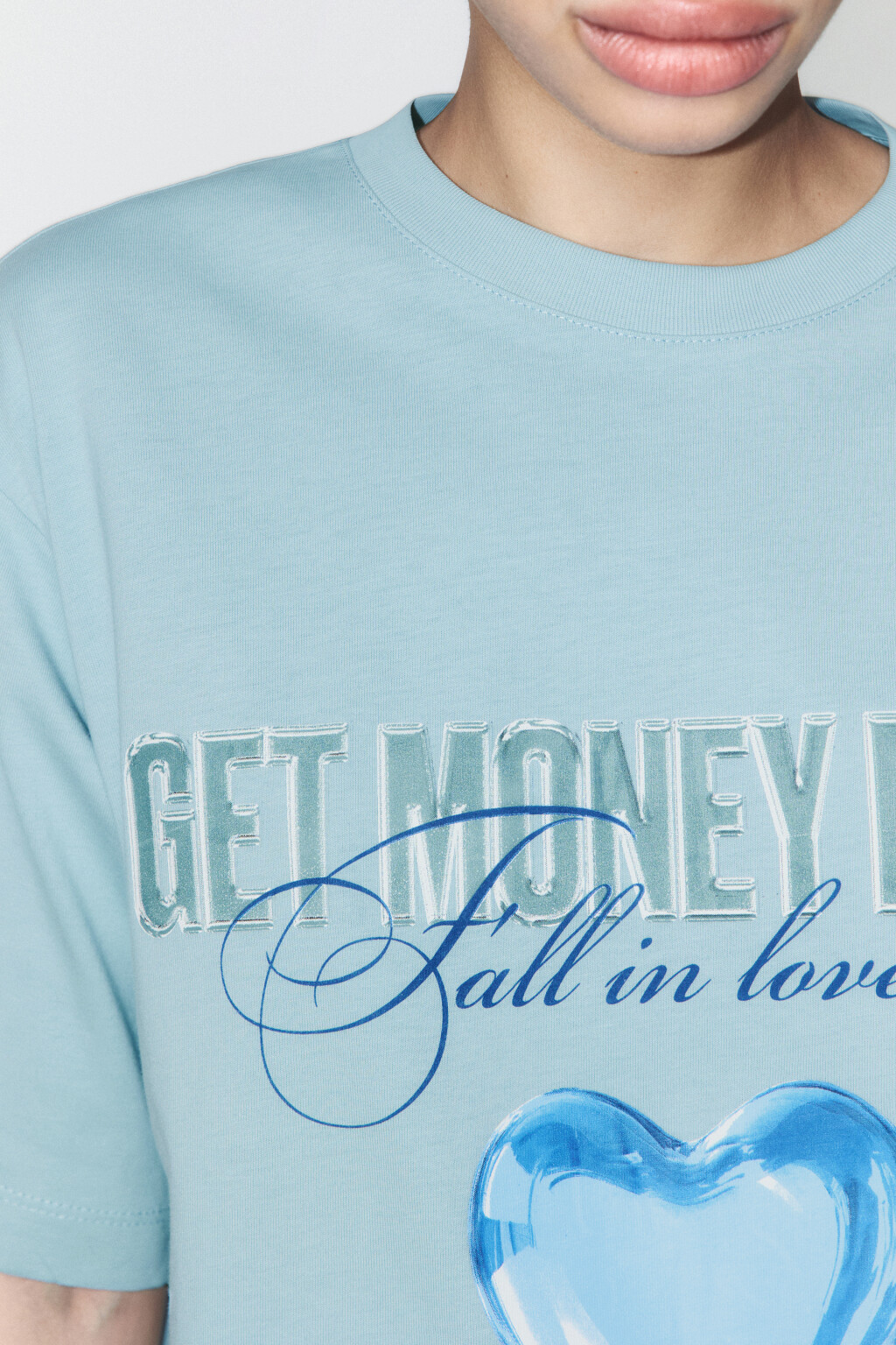 Футболка oversize хлопковая с принтом - цвет голубой - 5
