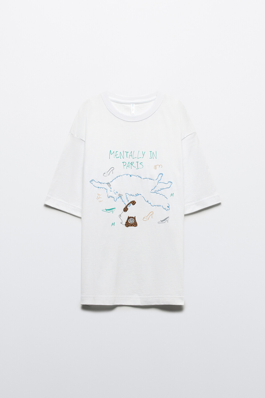 Футболка oversize хлопковая с принтом - цвет белый - 7