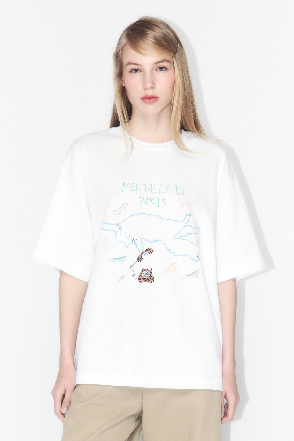 Футболка oversize хлопковая с принтом - цвет белый - 2