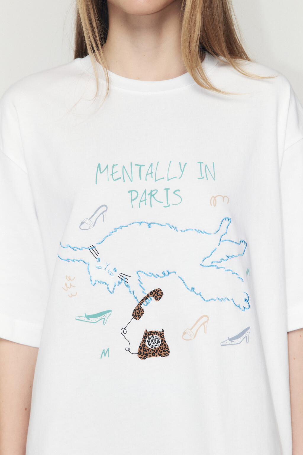 Футболка oversize хлопковая с принтом - цвет белый - 5