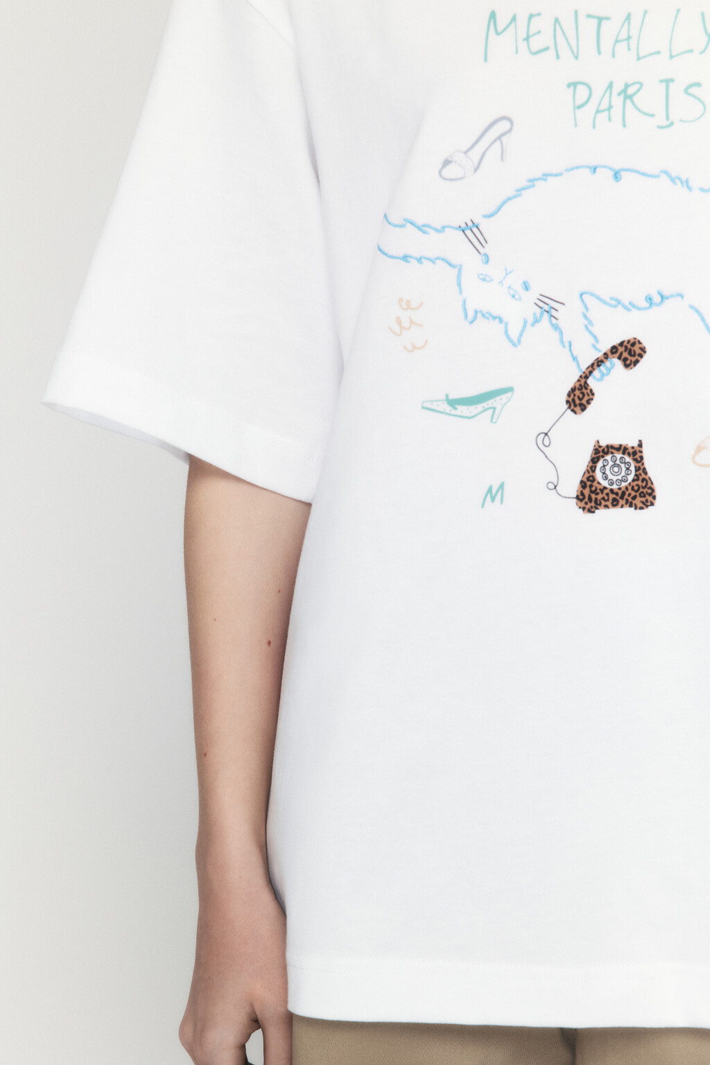 Футболка oversize хлопковая с принтом - цвет белый - 6