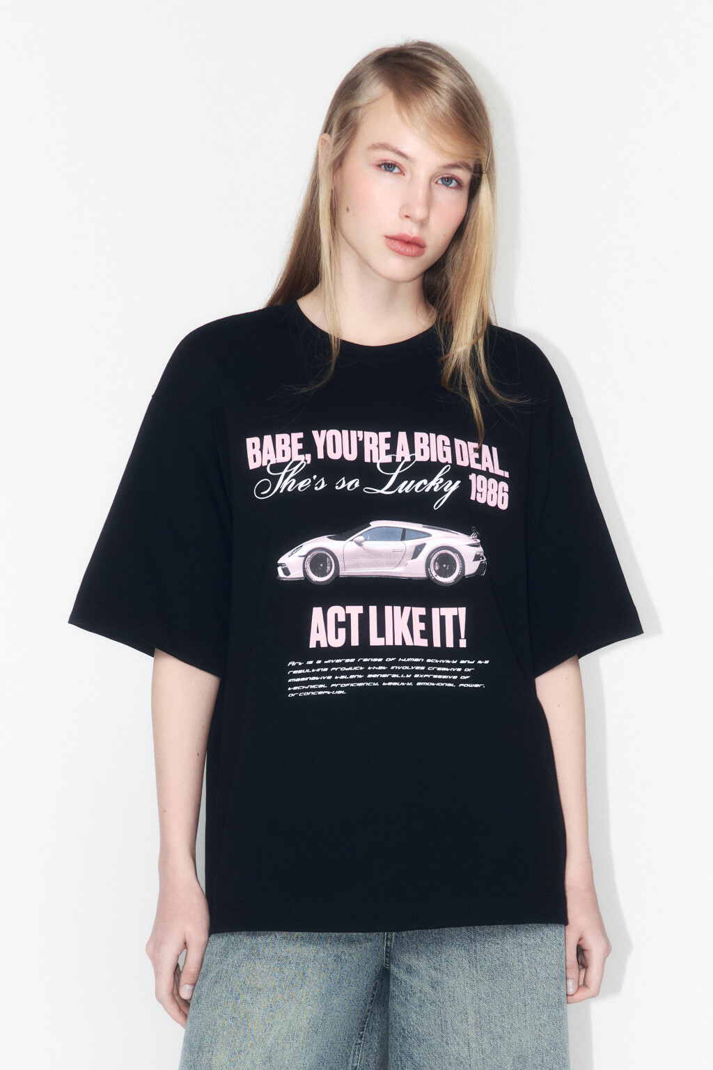 Футболка оверсайз хлопковая с принтом - цвет черный - 2