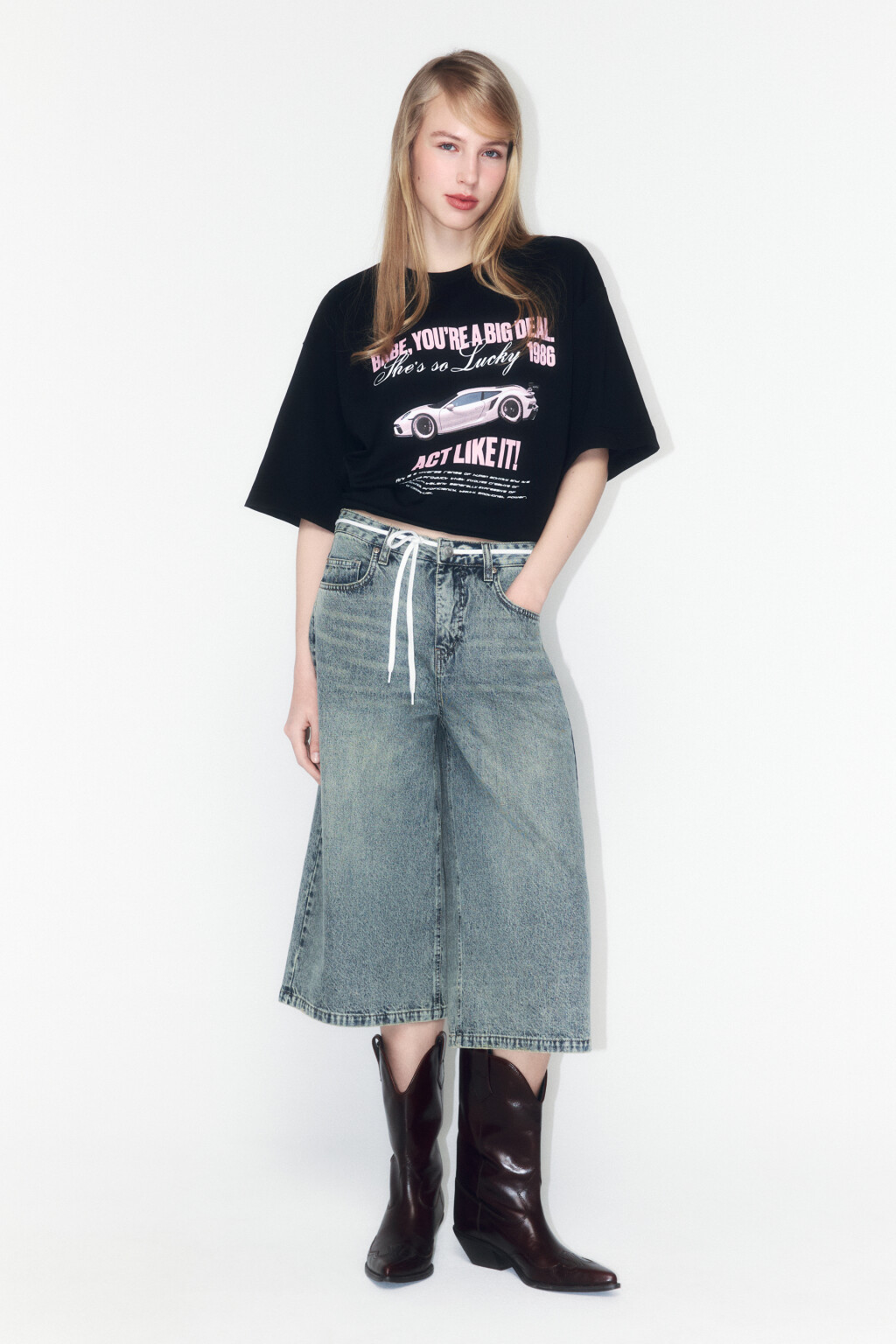 Футболка оверсайз хлопковая с принтом - цвет черный - 4