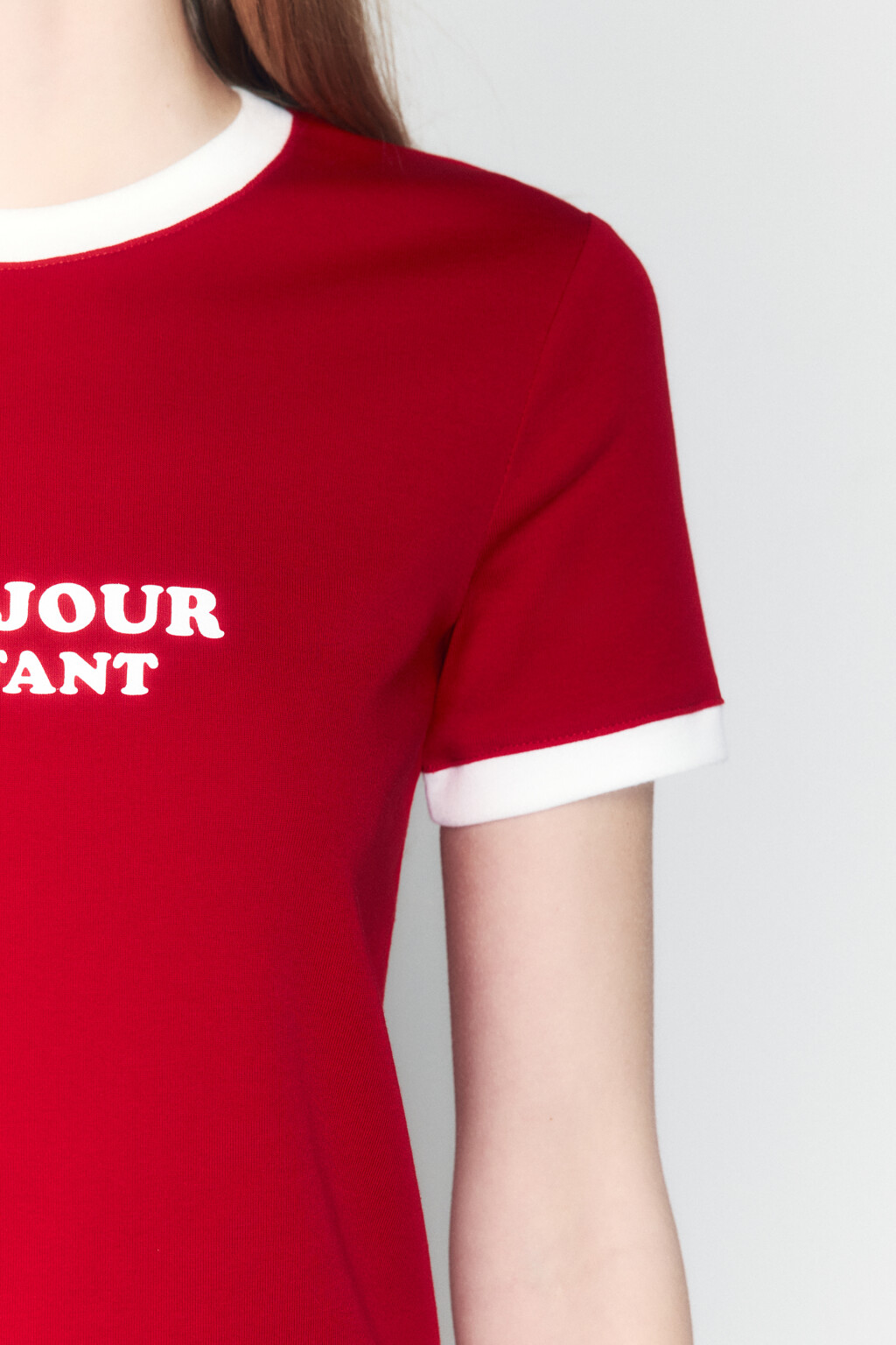 Футболка полуприлегающая с надписью - цвет красный - 6