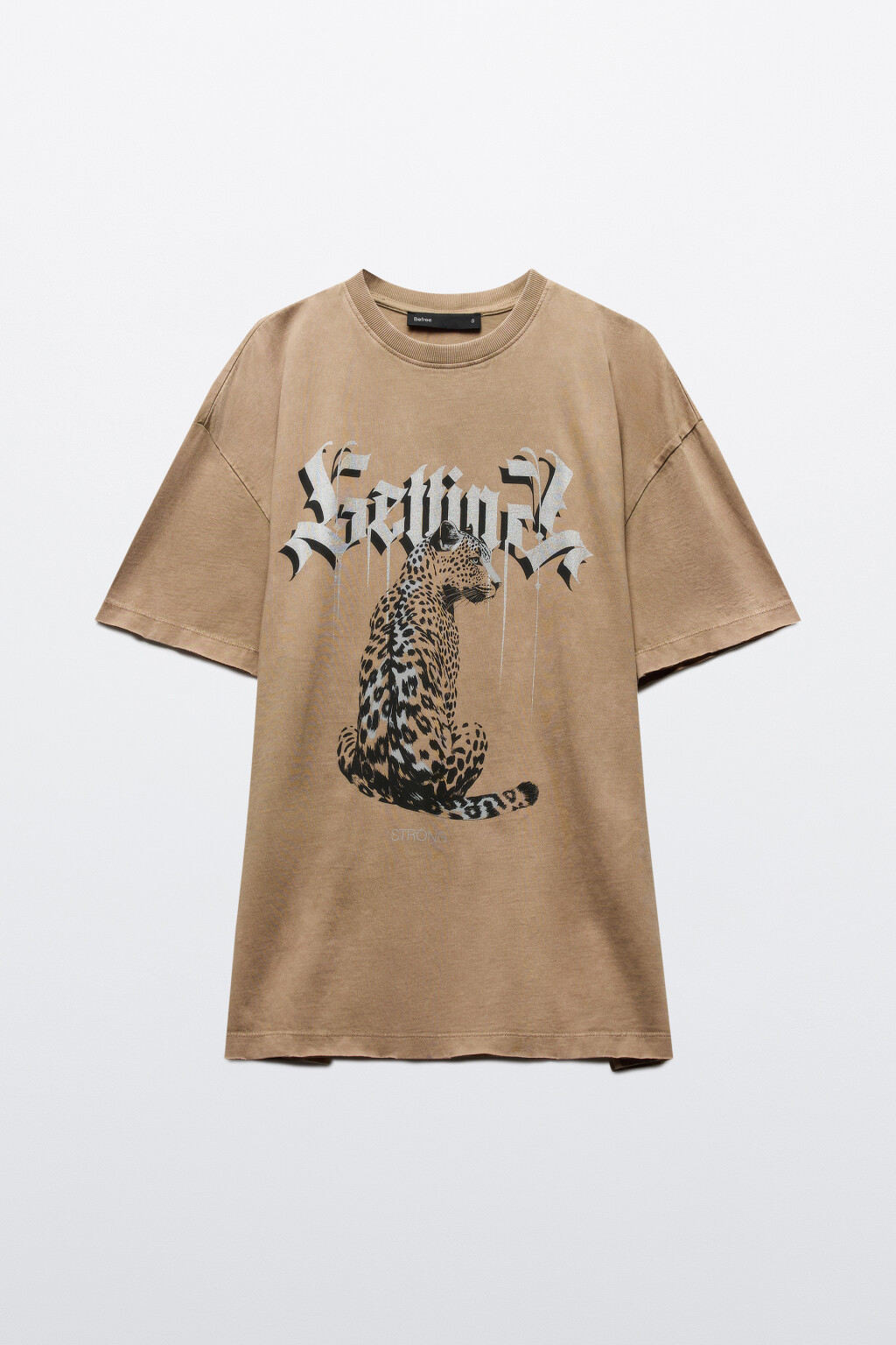 Футболка оверсайз с вареным эффектом и принтом - цвет бежевый - 7