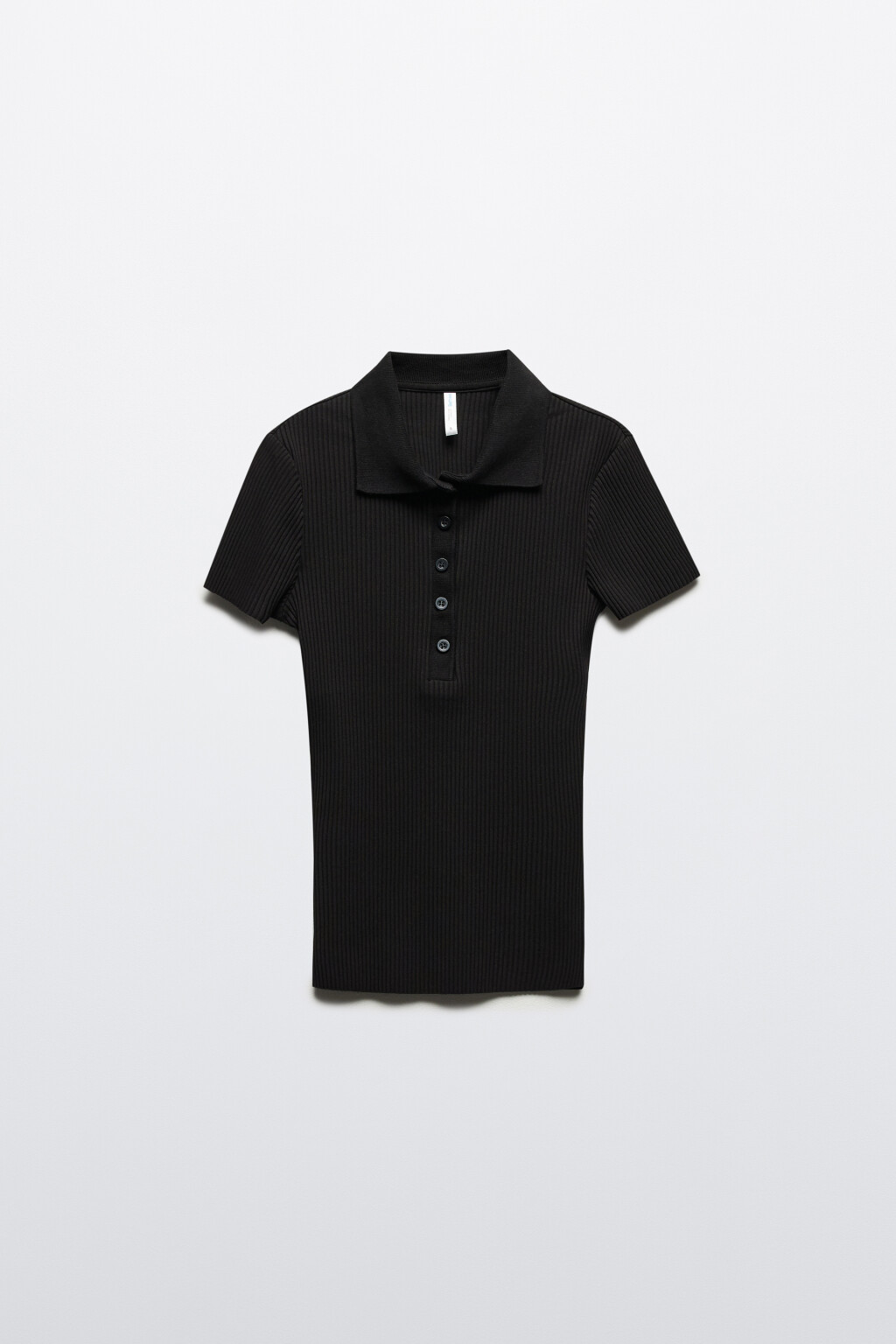 Футболка-поло приталенная в рубчик - цвет черный - 7