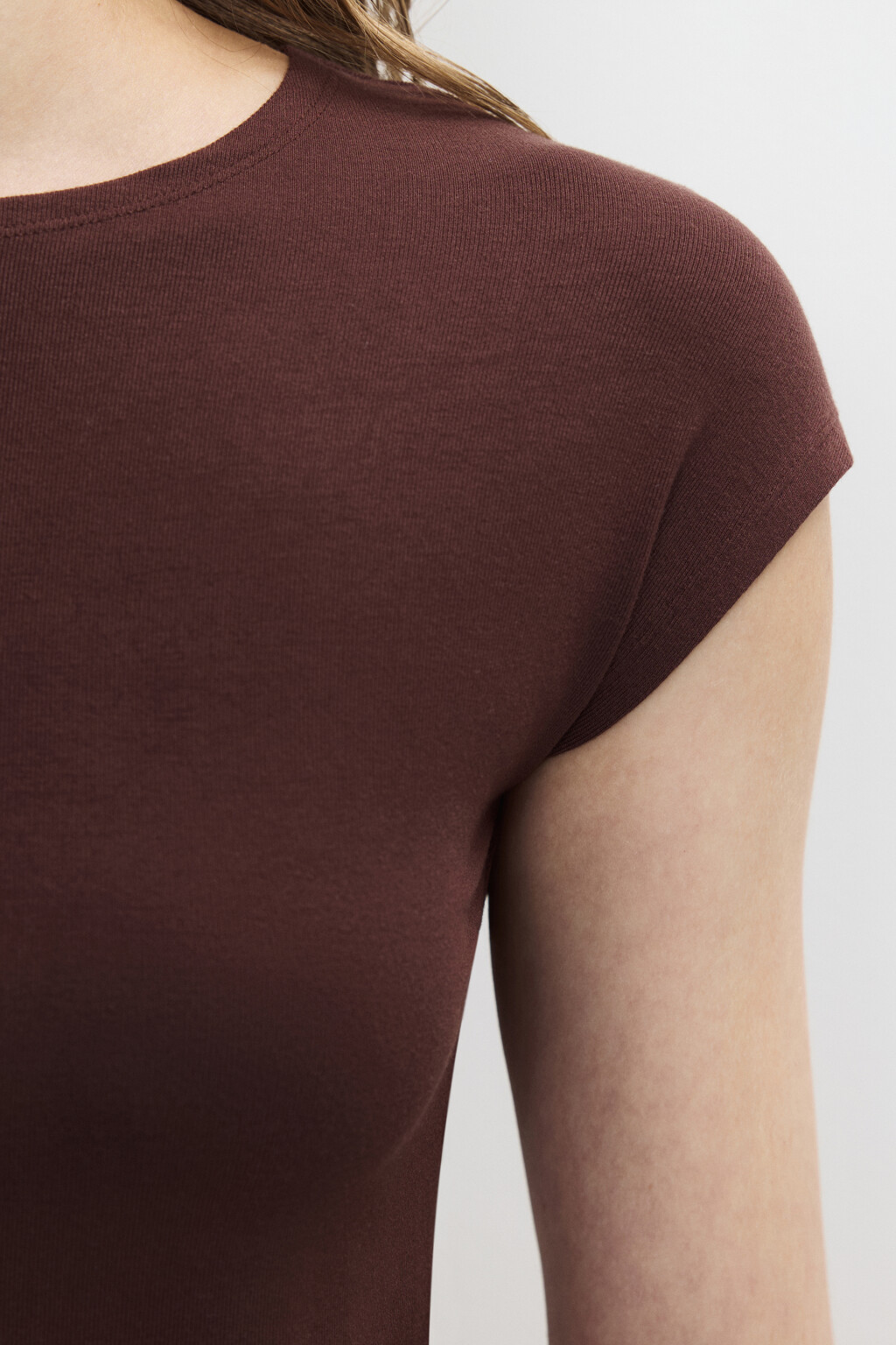 Футболка-топ с укороченными рукавами - цвет коричневый - 6