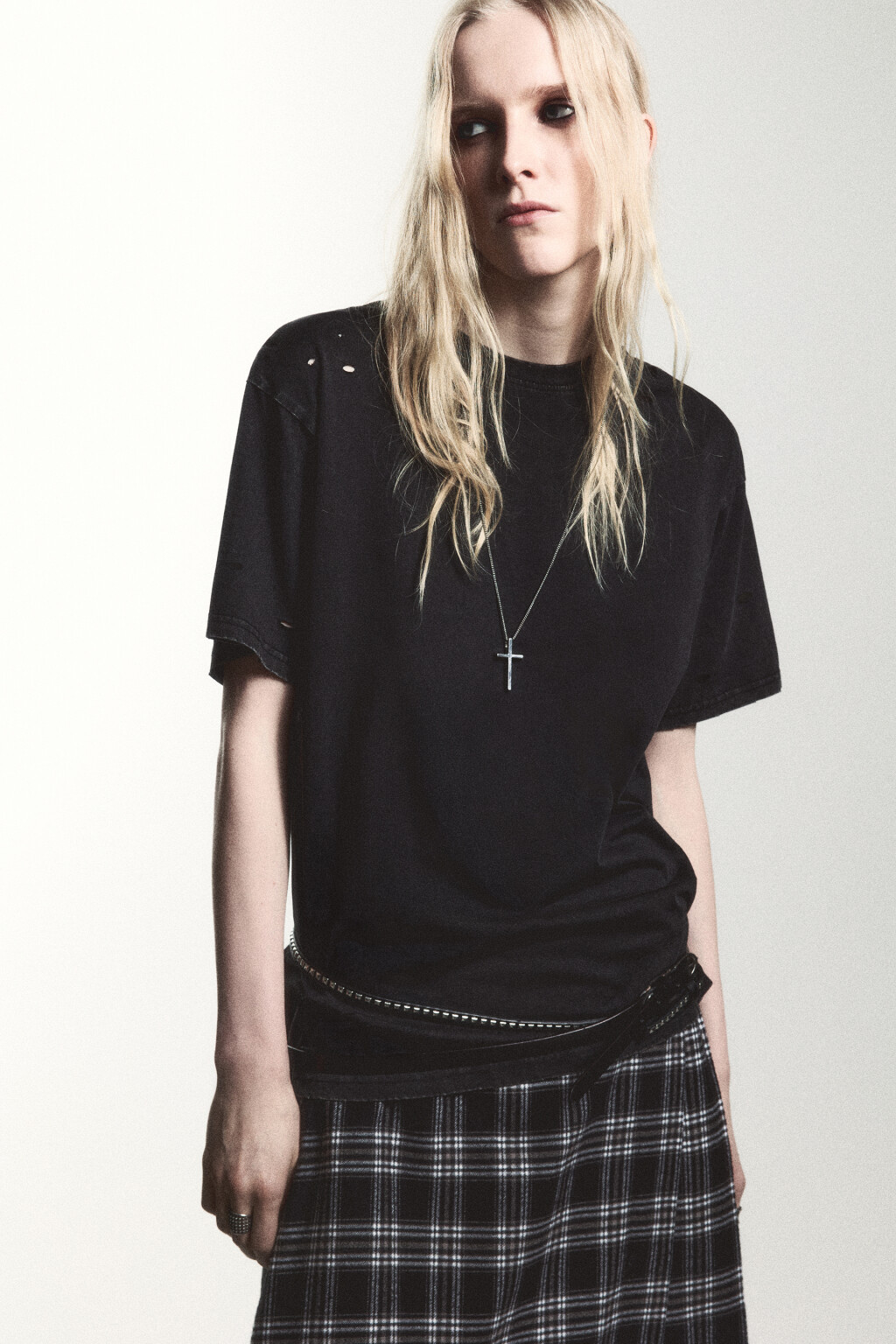 Футболка свободная с состаренным эффектом - цвет серый - 1