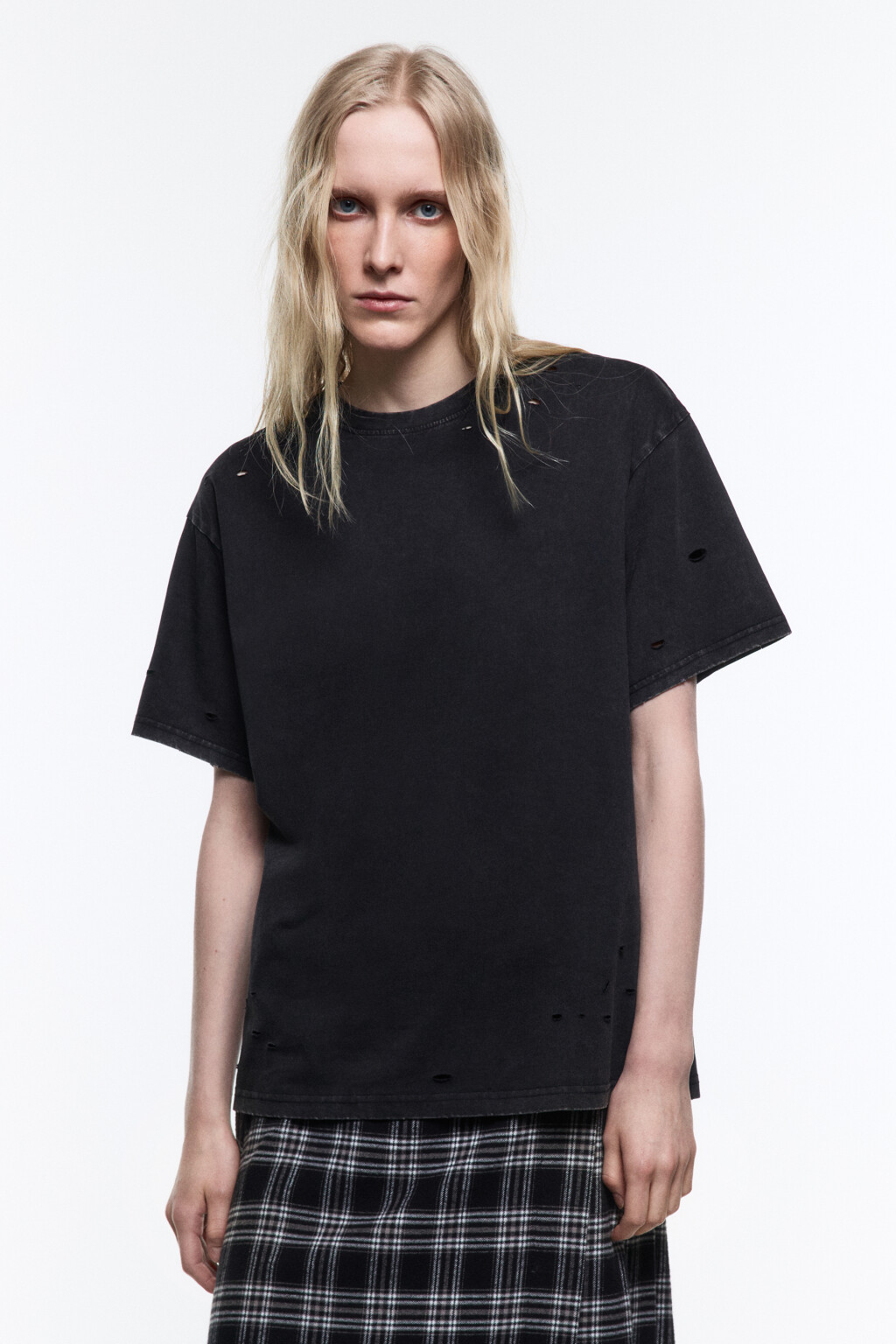 Футболка свободная с состаренным эффектом - цвет серый - 3