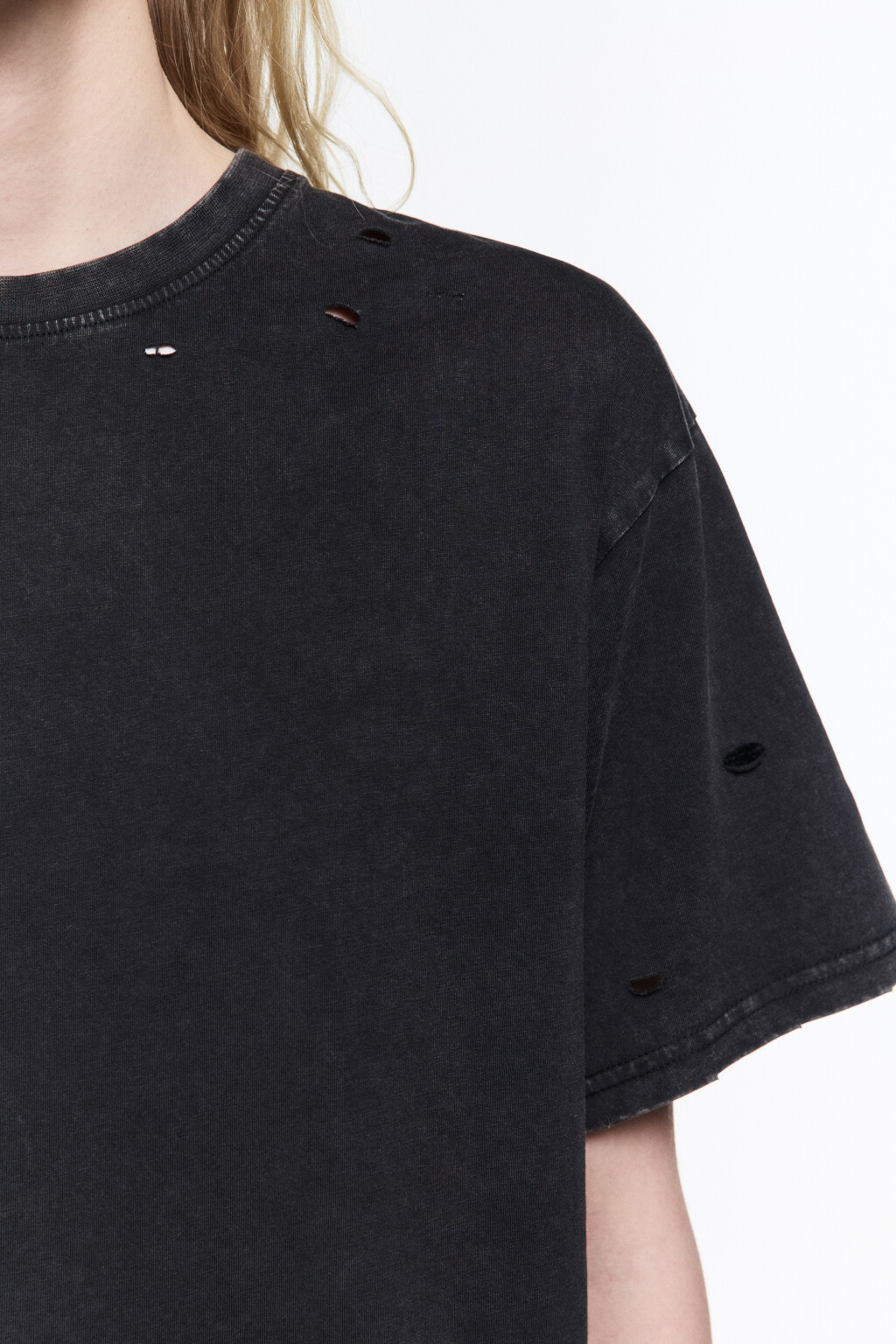 Футболка свободная с состаренным эффектом - цвет серый - 7