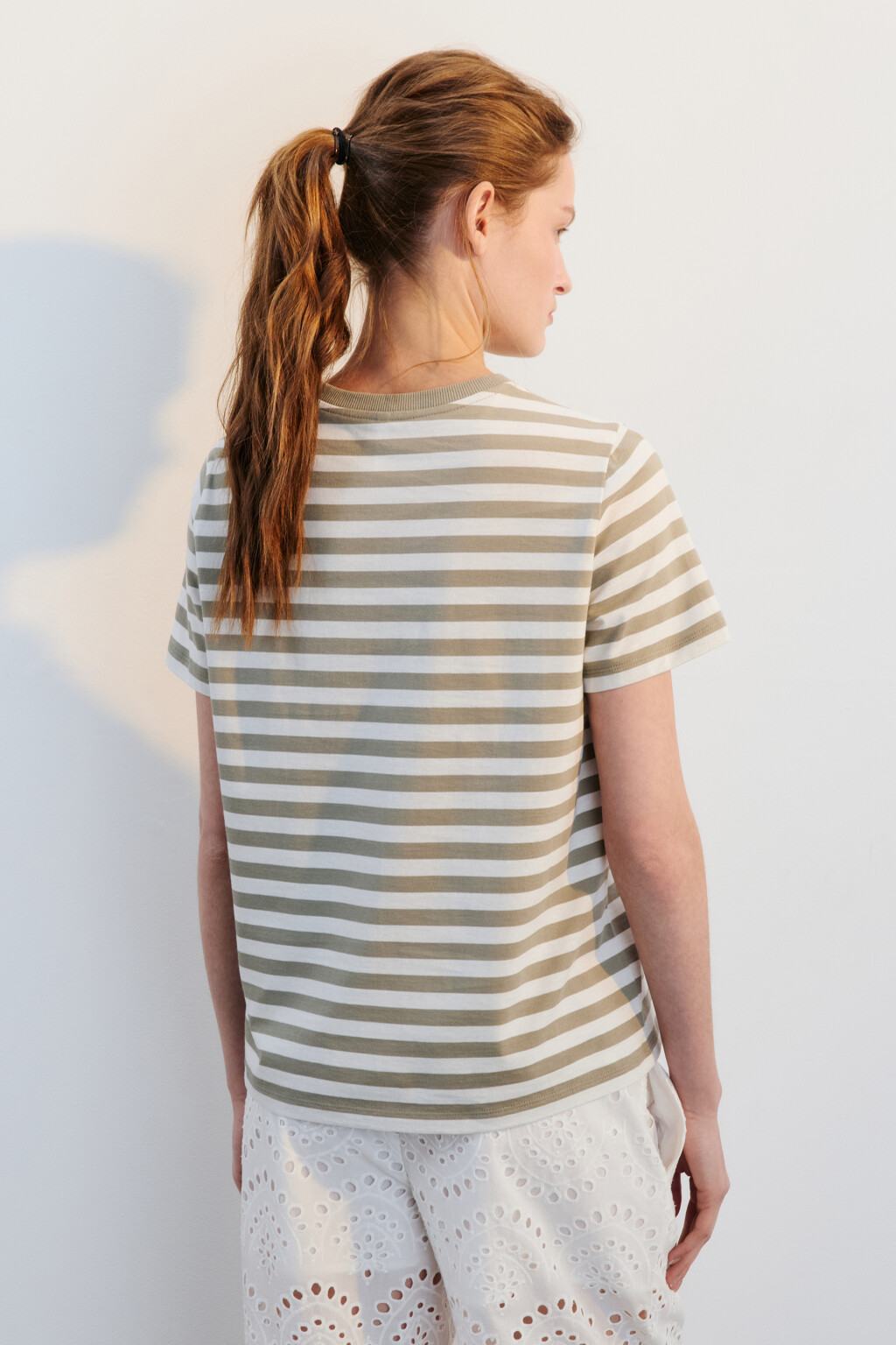 Футболка прямая в полоску - цвет зеленый - 3