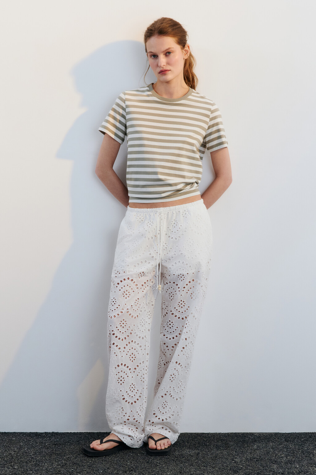 Футболка прямая в полоску - цвет зеленый - 4