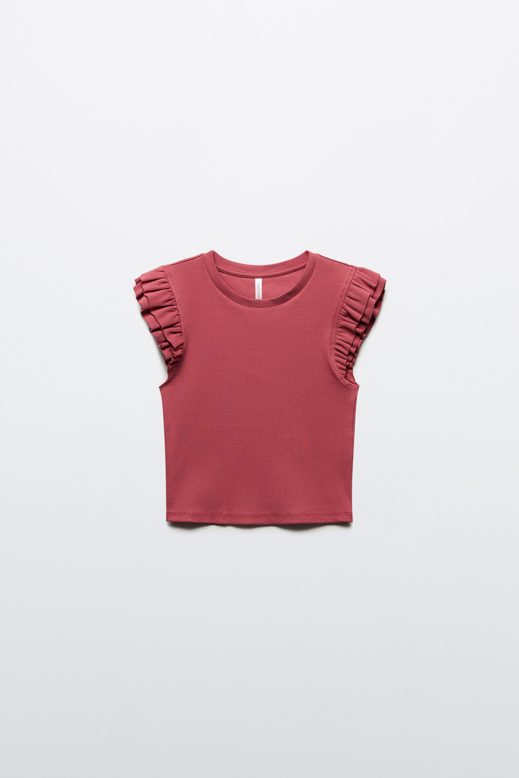 Топ в рубчик с рукавами-крылышками - цвет розовый - 7