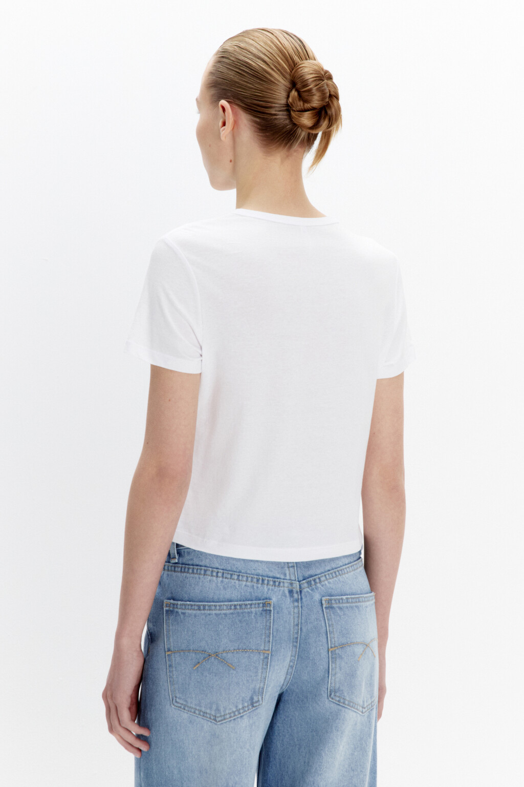 Футболка-топ приталенная с драпировками - цвет белый - 3