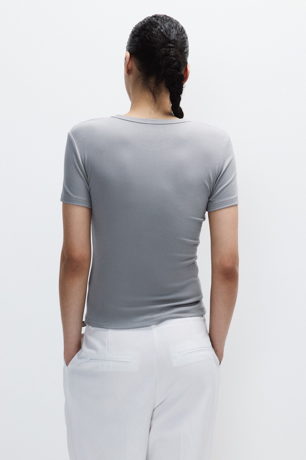 Футболка приталенная из вискозы - цвет серый - 3