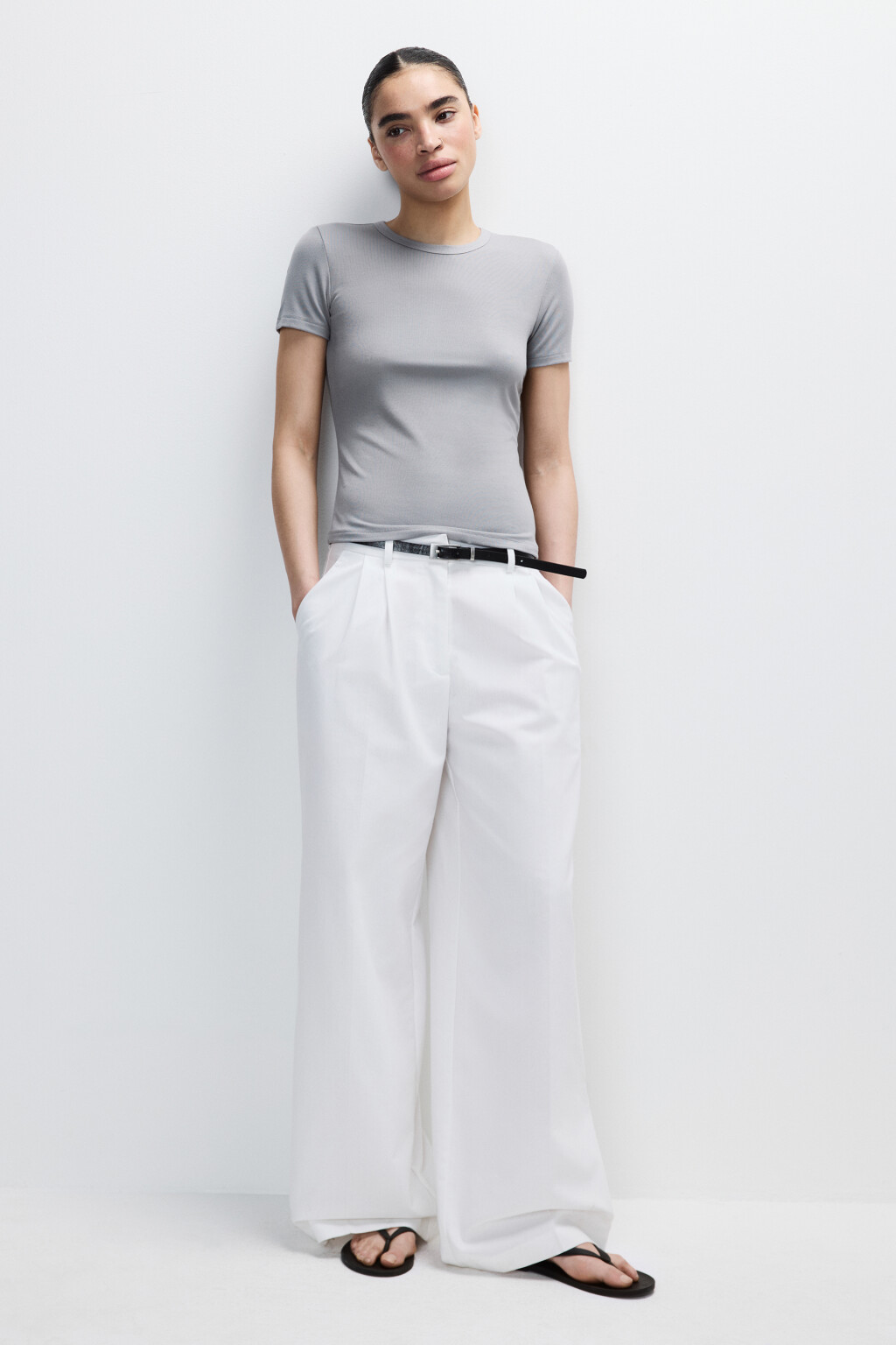 Футболка приталенная из вискозы - цвет серый - 4