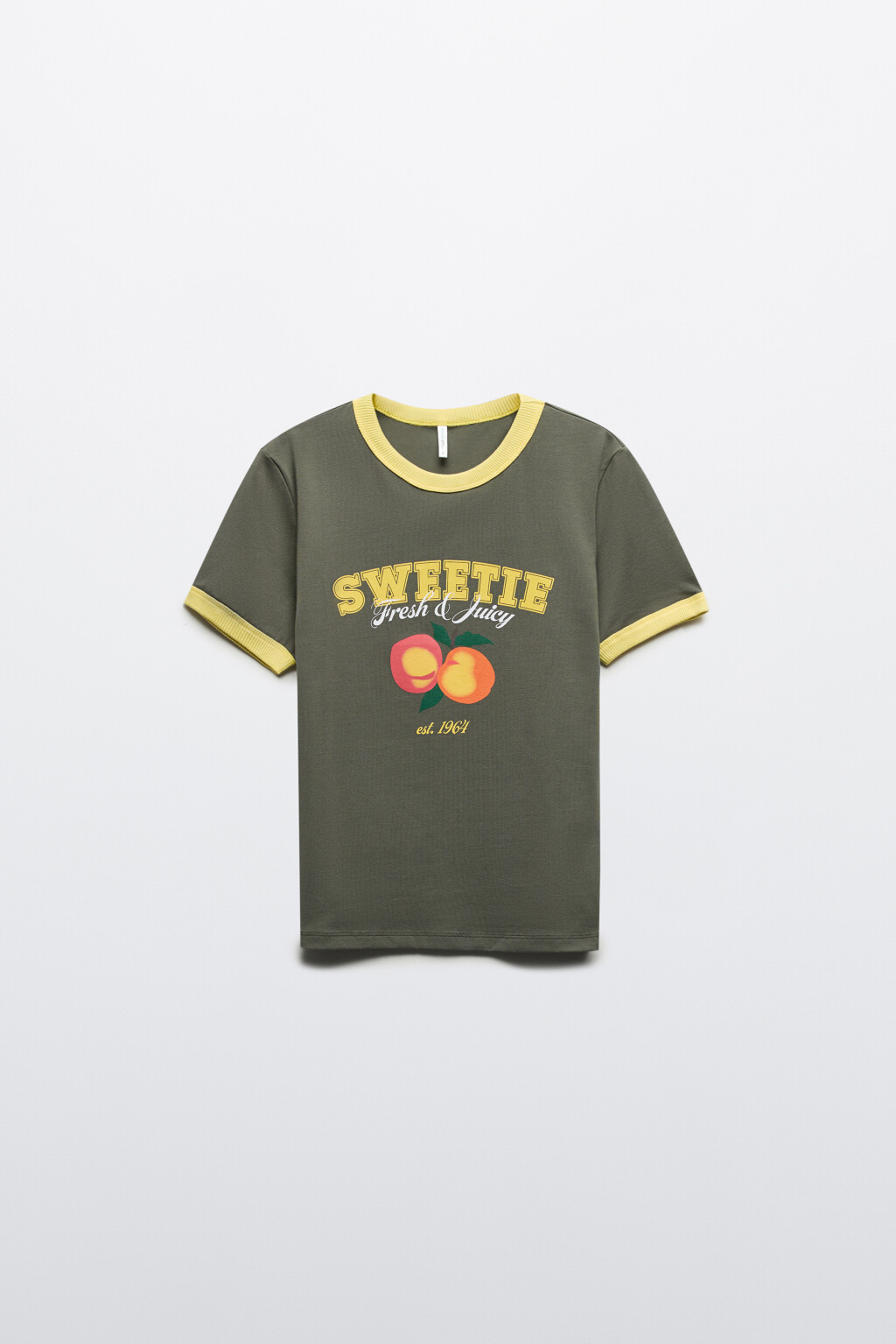 Футболка с контрастной отделкой и принтом - цвет зеленый - 7