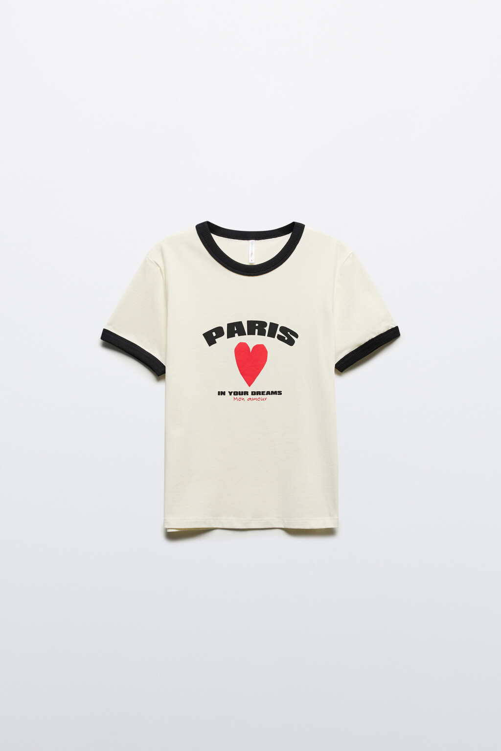 Футболка с контрастной отделкой и принтом - цвет бежевый - 7