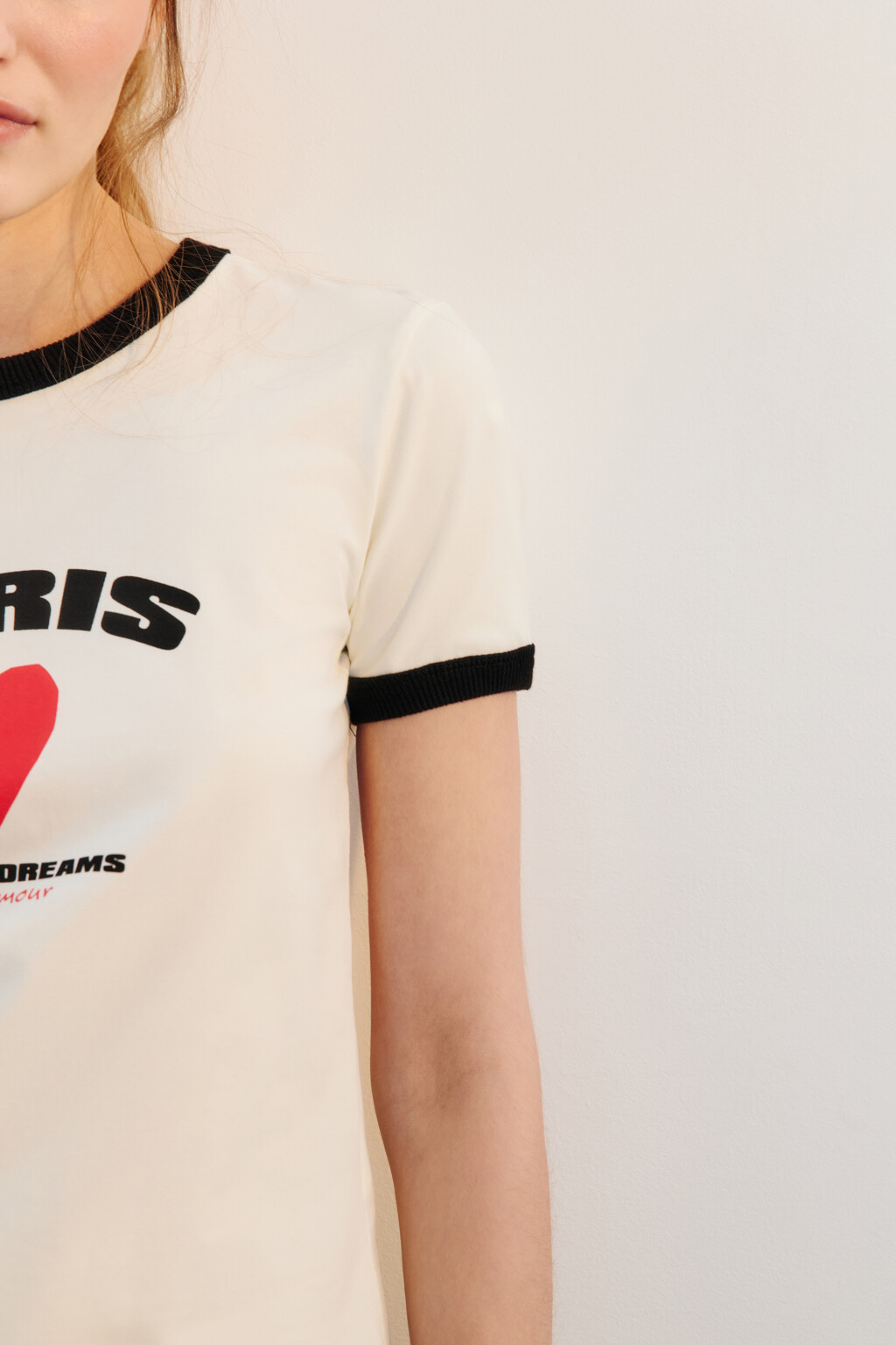 Футболка с контрастной отделкой и принтом - цвет бежевый - 6